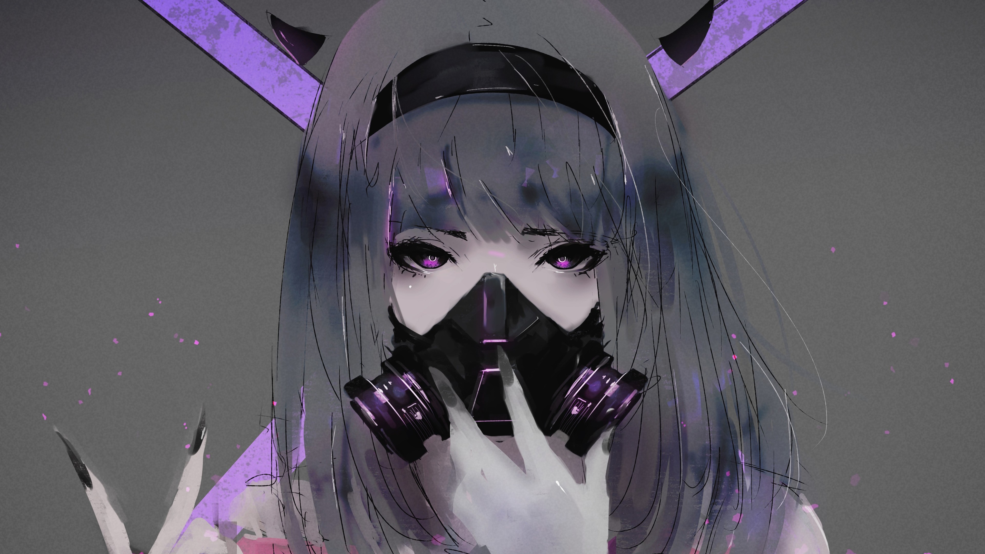 Anime Girl Gas Mask 4K 3840x2160 Wallpaper
