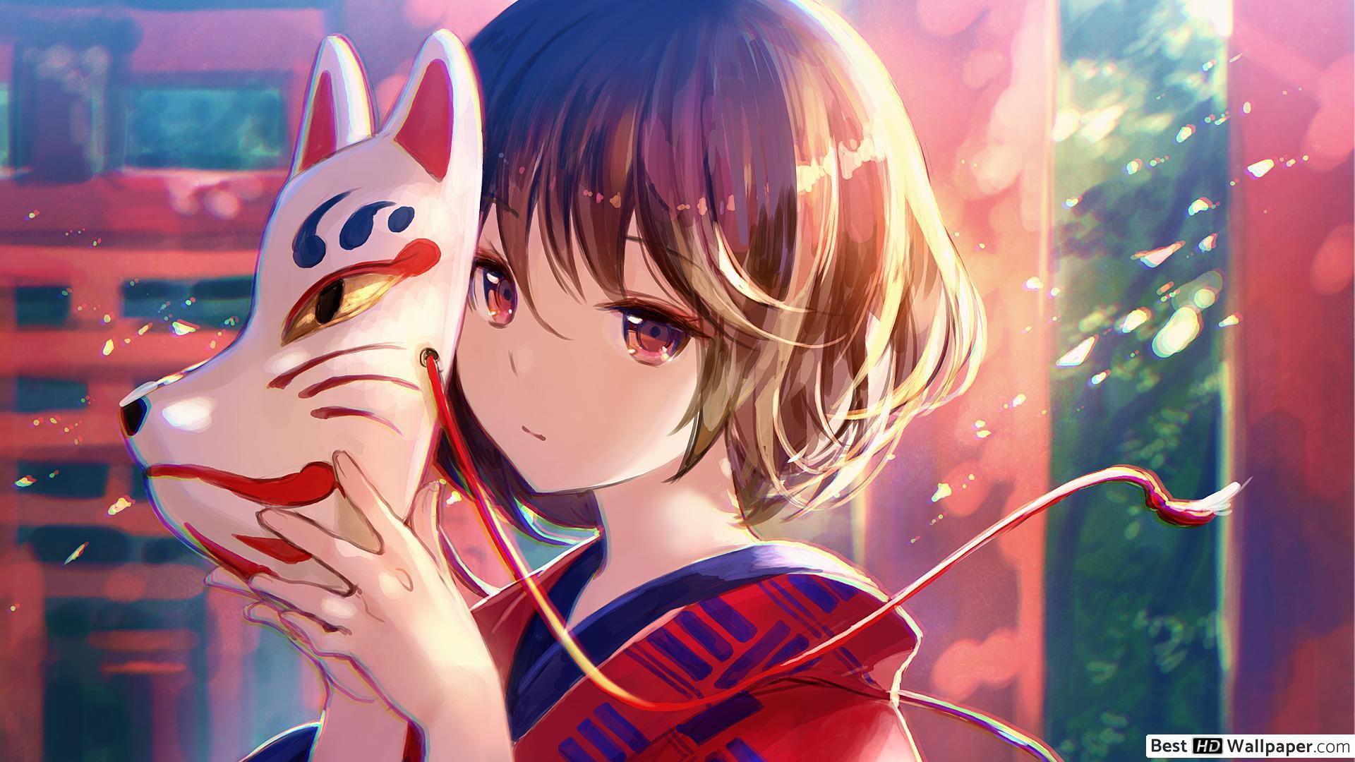 Mask Kitsune Anime Girl Wallpapers - Wallpaper Cave