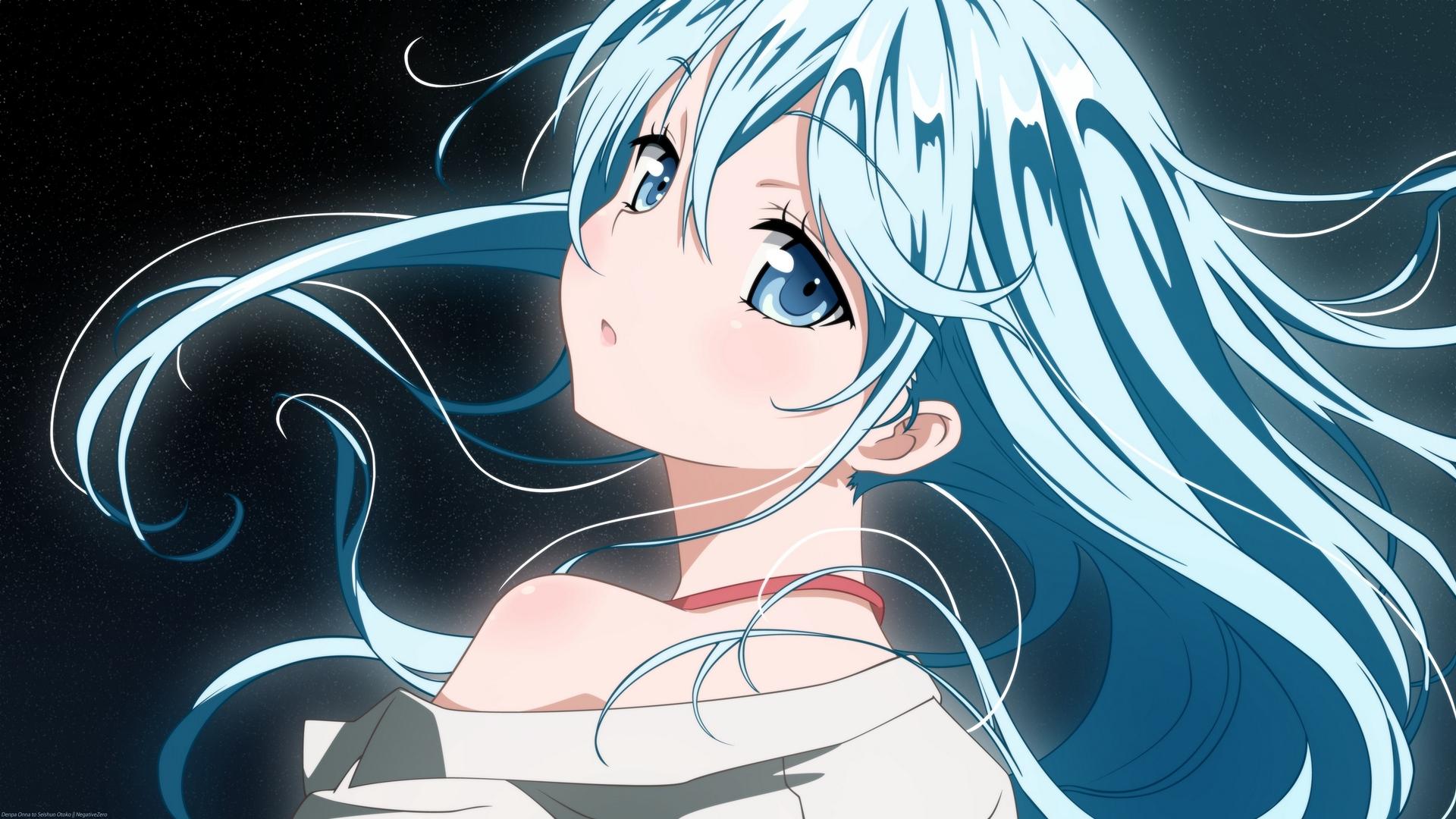Download wallpaper 1920x1080 anime, girl, hair, blue, eyes full HD