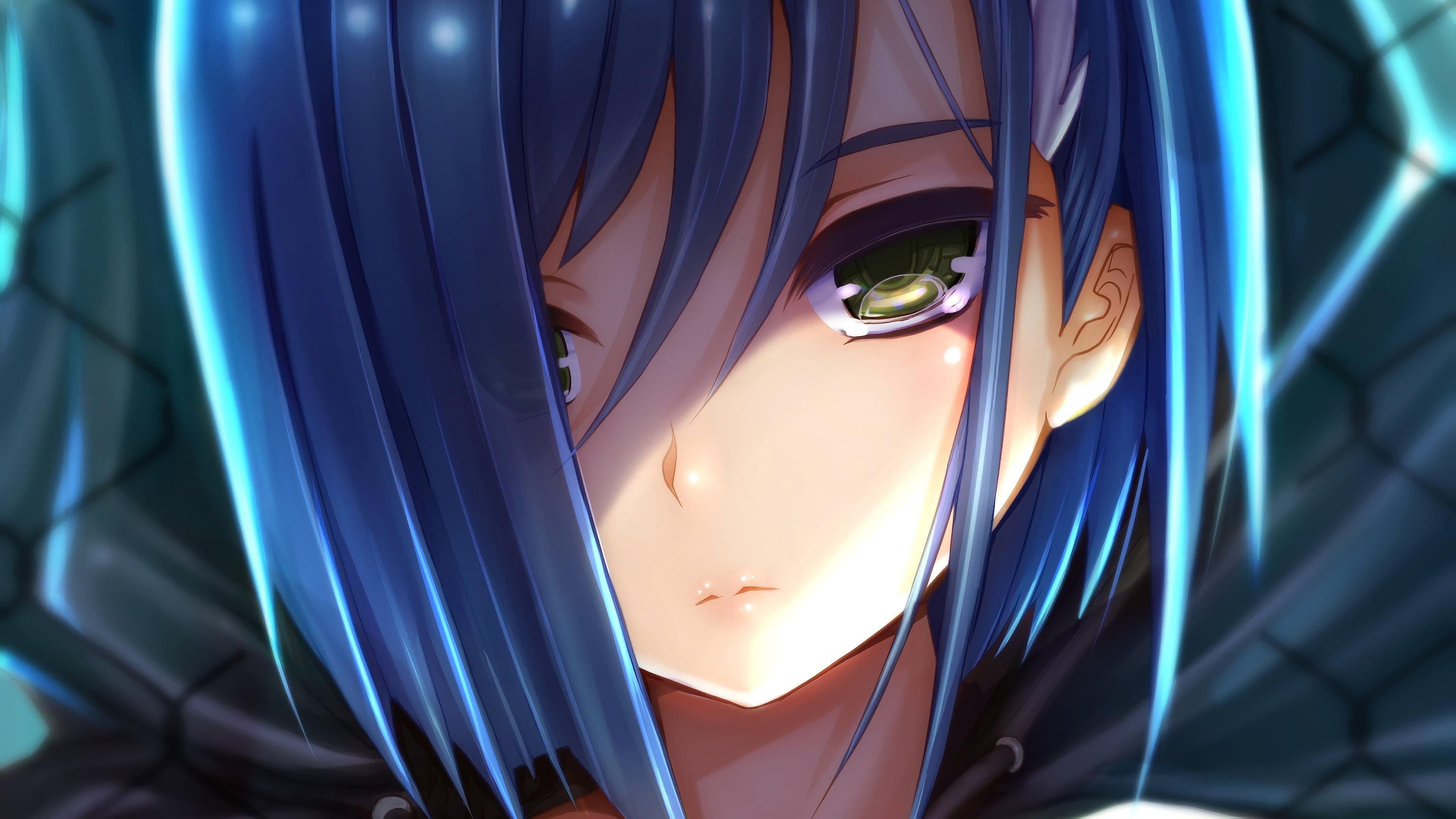7. "Gloomy anime girl with blue hair" - wide 7