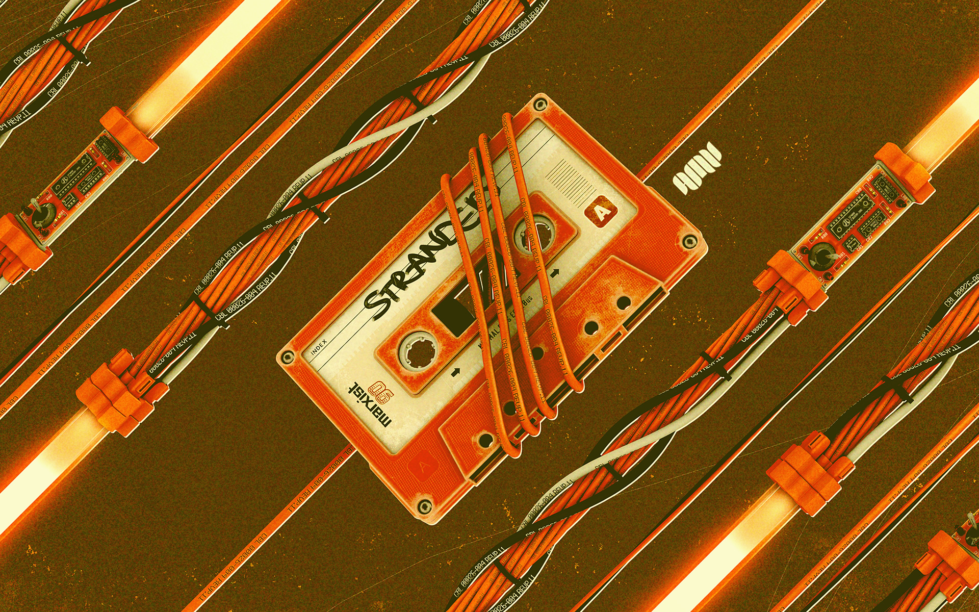 Orange cassette retro electronics wallpaperx1200
