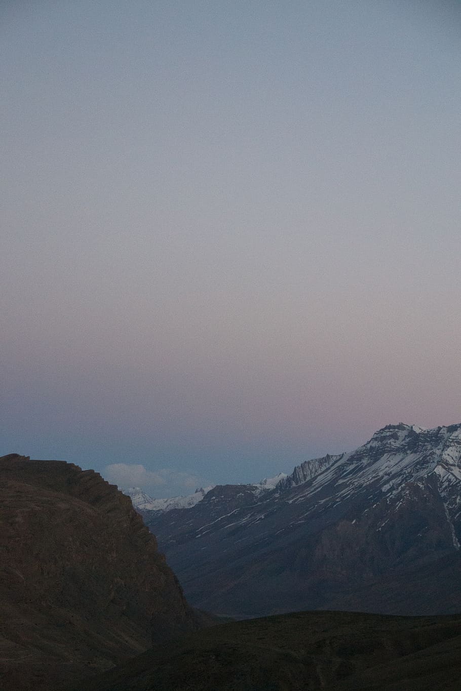 HD wallpaper: gradient, sunset, mountain, snow, wilderness, noir