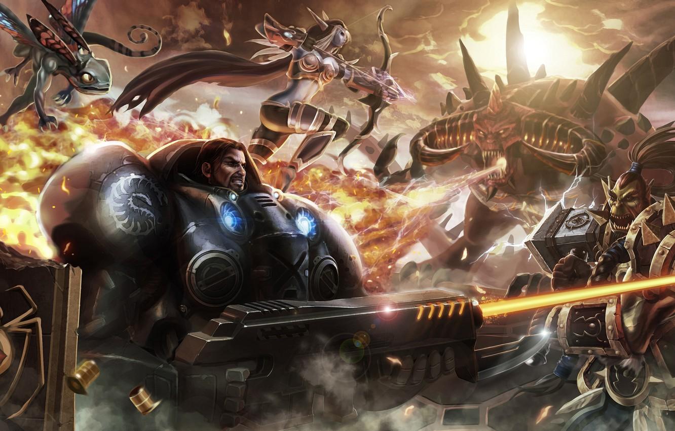 Wallpaper starcraft, diablo, warcraft, Jim Raynor, Thrall, Heroes