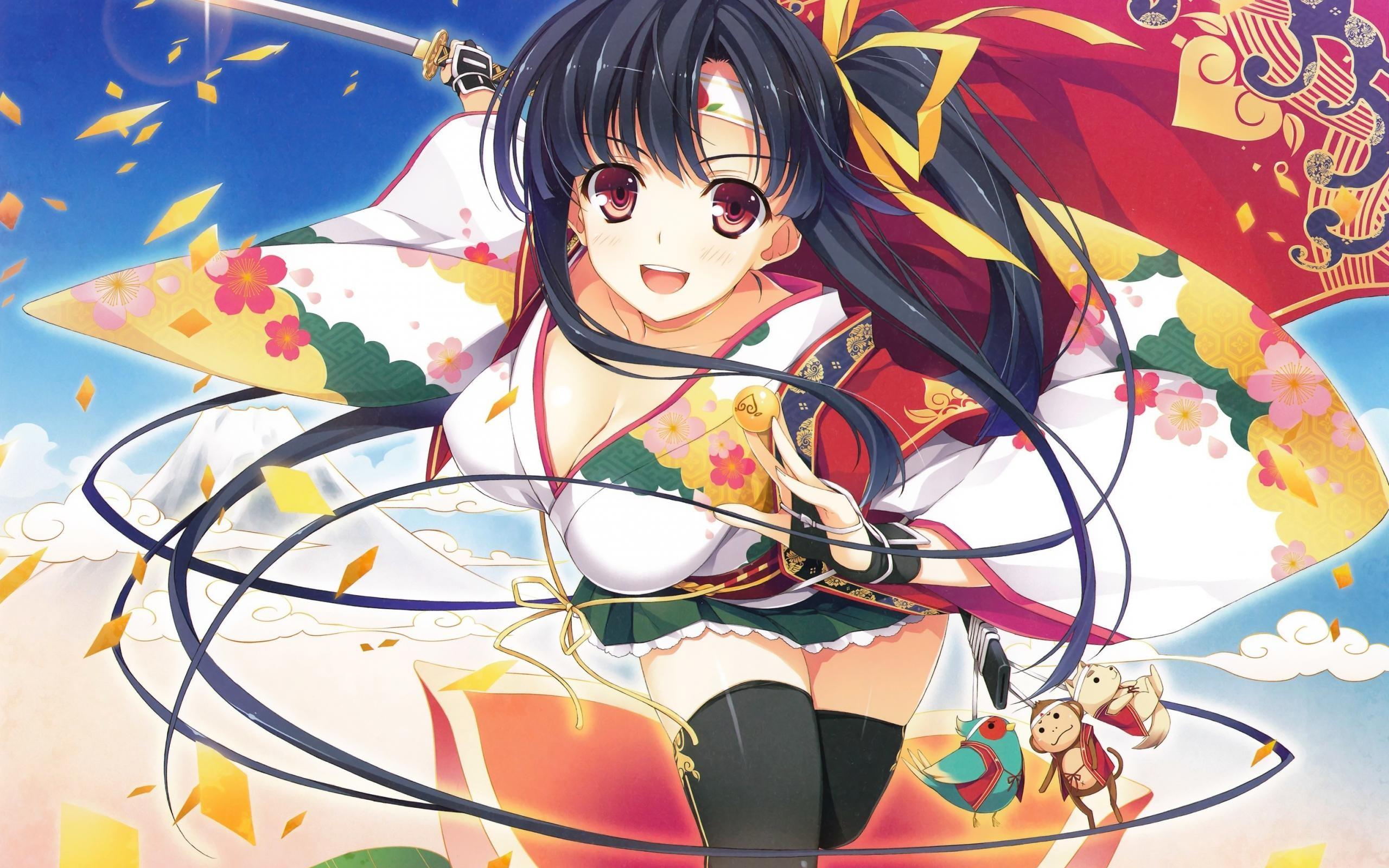 boobs, samurai, anime girls wallpaper