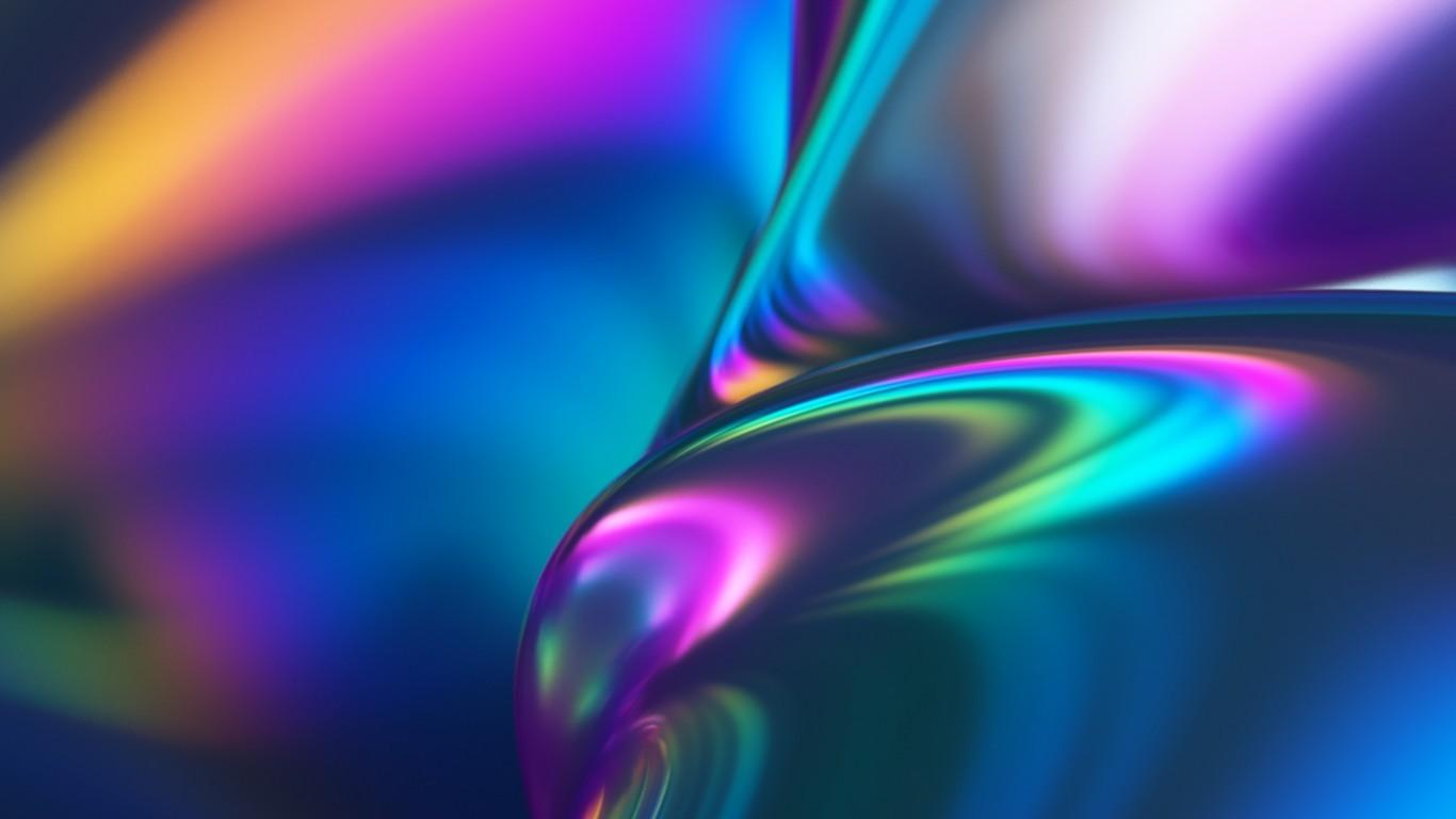 Download 1366x768 Prism, Gradient Colors, Blurry, Waves Wallpaper