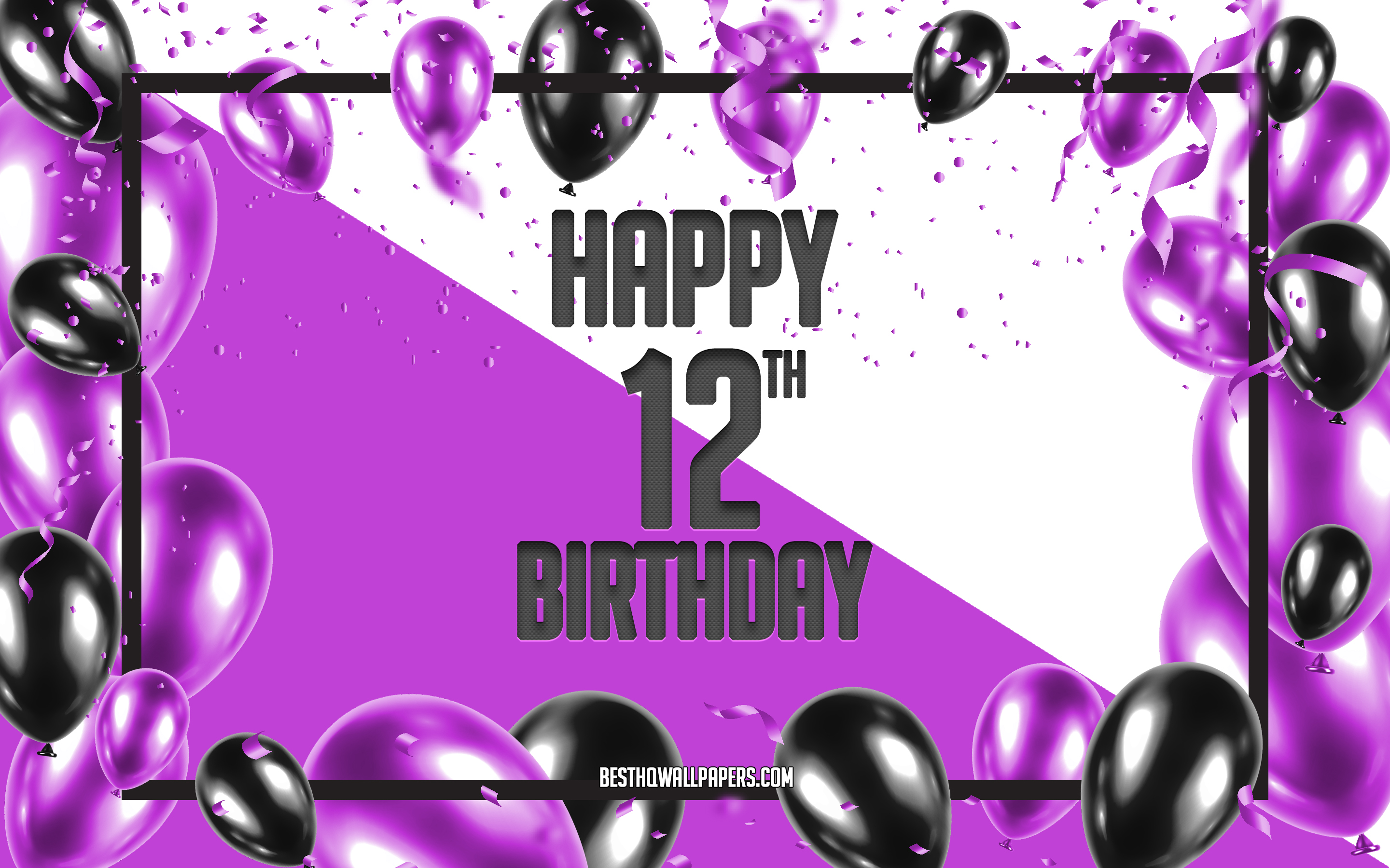 Download wallpaper Happy 12th Birthday, Birthday Balloons