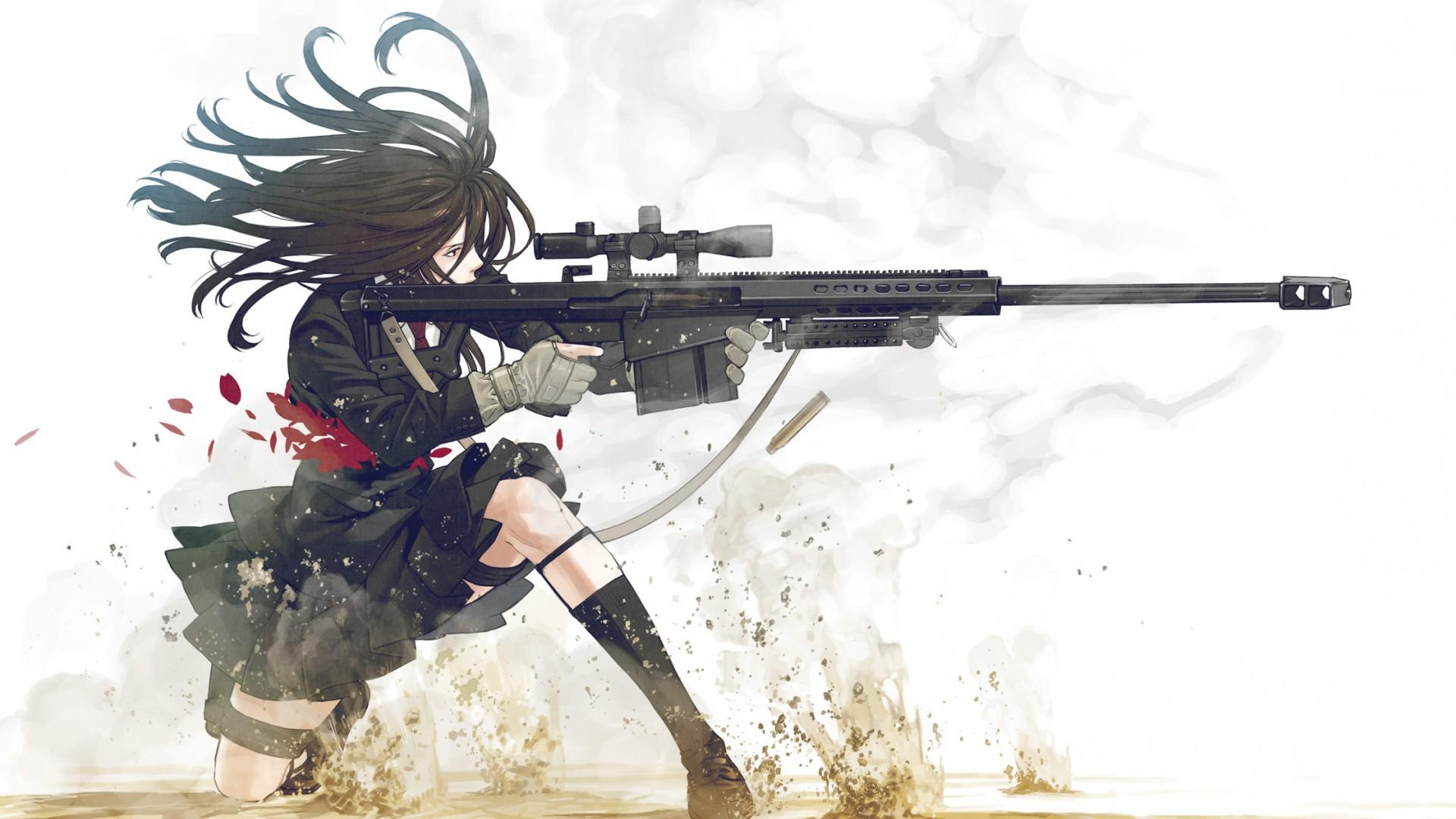 Anime Girl Sniper HD wallpaper