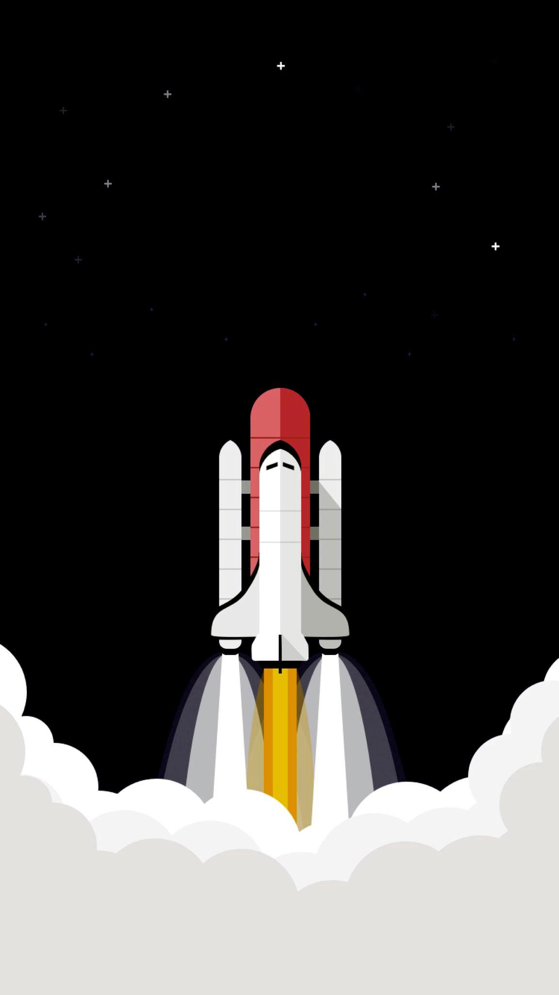 iPhone Wallpaper. Cartoon, Illustration, Rocket, Spacecraft