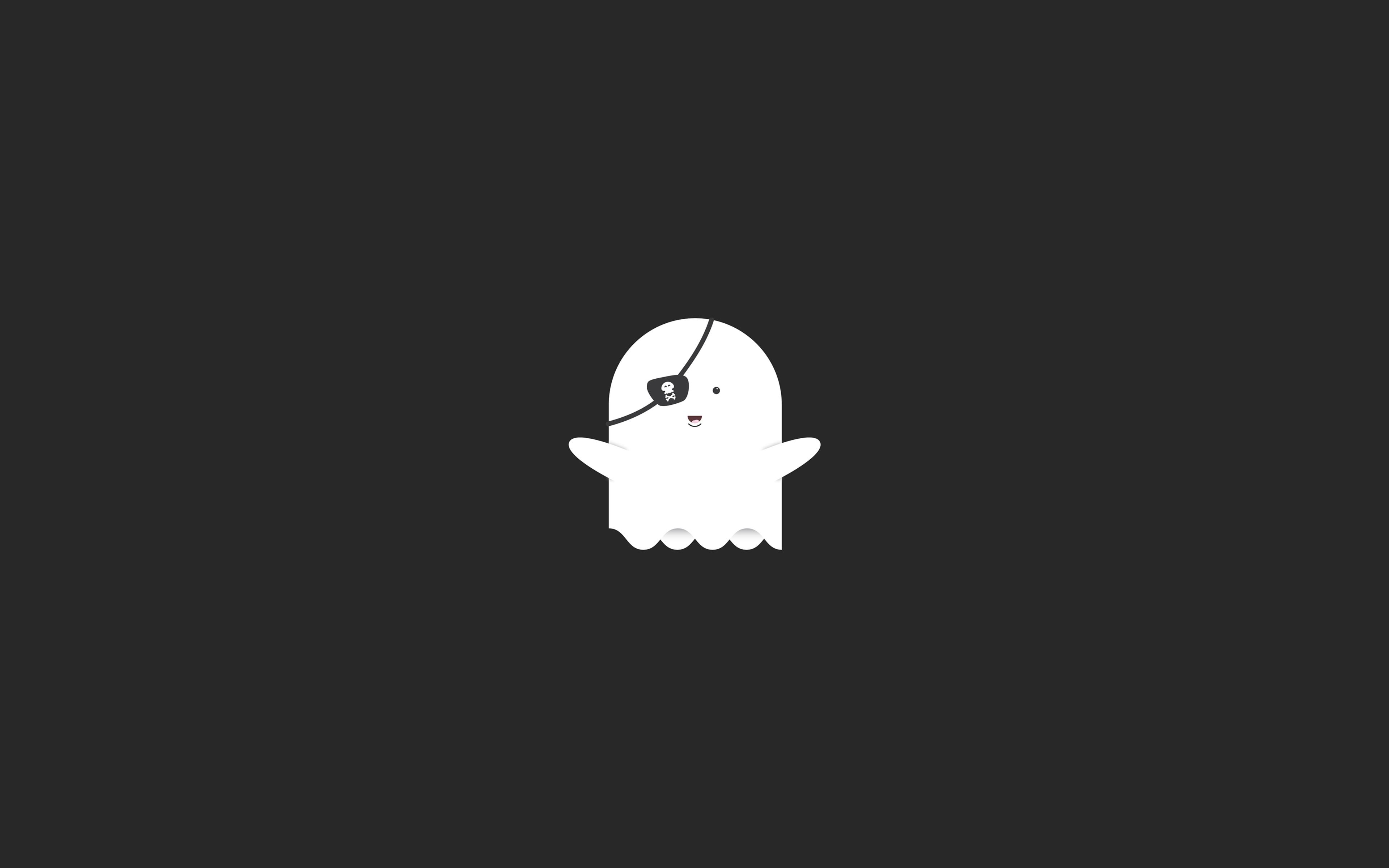 Download wallpaper ghost, 4k, minimal, pirate, creative, gray