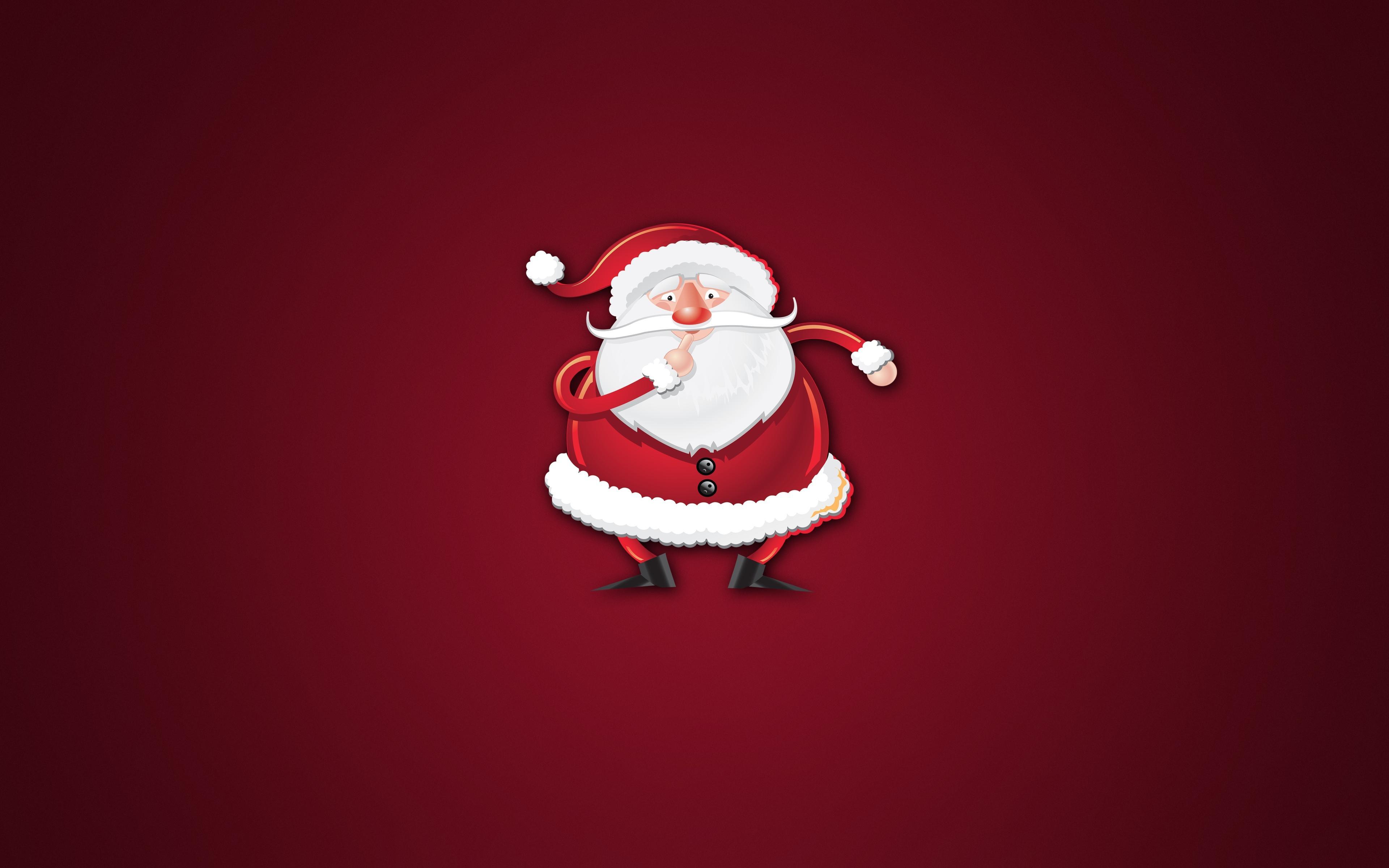 Download wallpaper 4k, Santa Claus, Happy New Year, minimal, red