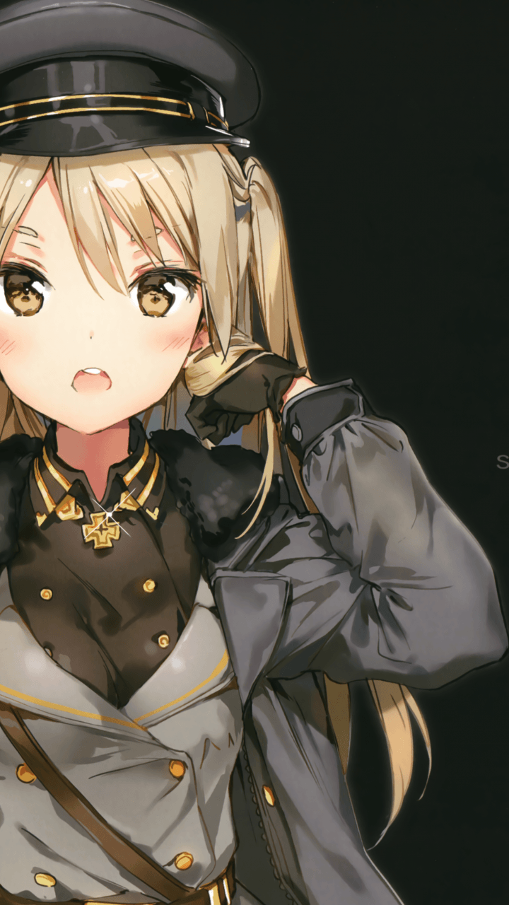 Download 720x1280 Anime Girl, Blonde, Military Uniform, Twintails