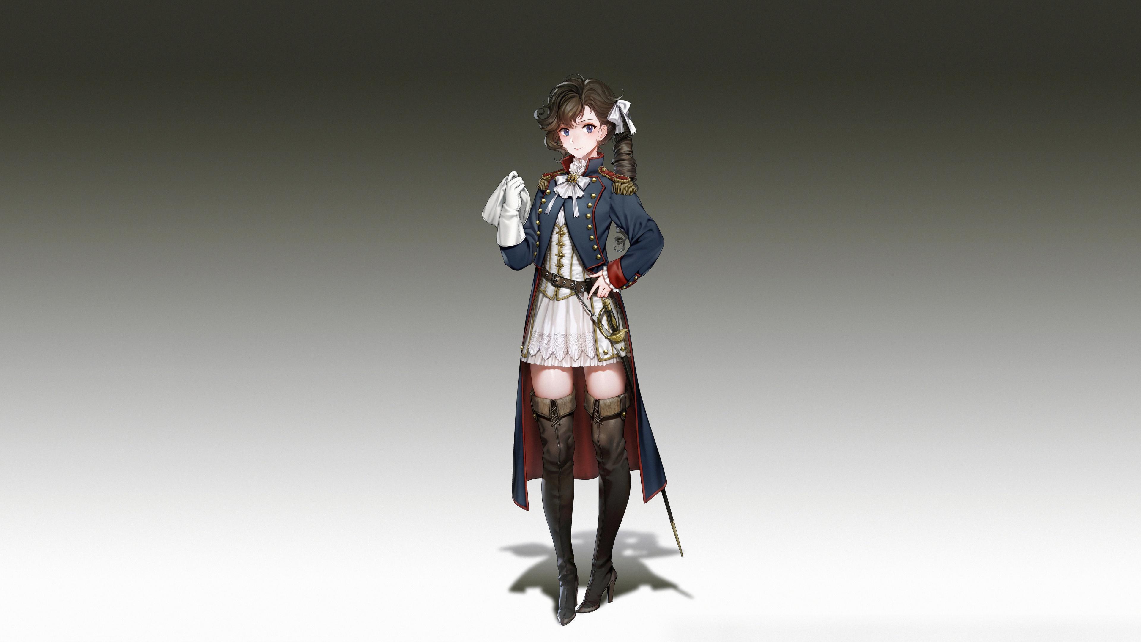 Download 3840x2160 wallpaper military, anime girl, uniform