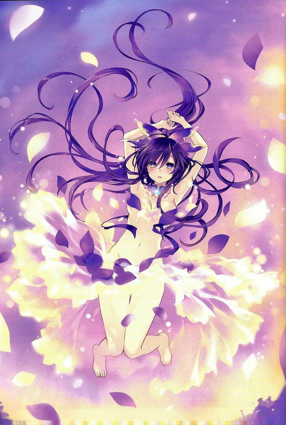 Purple and white floral textile, Yatogami Tohka, Date A Live