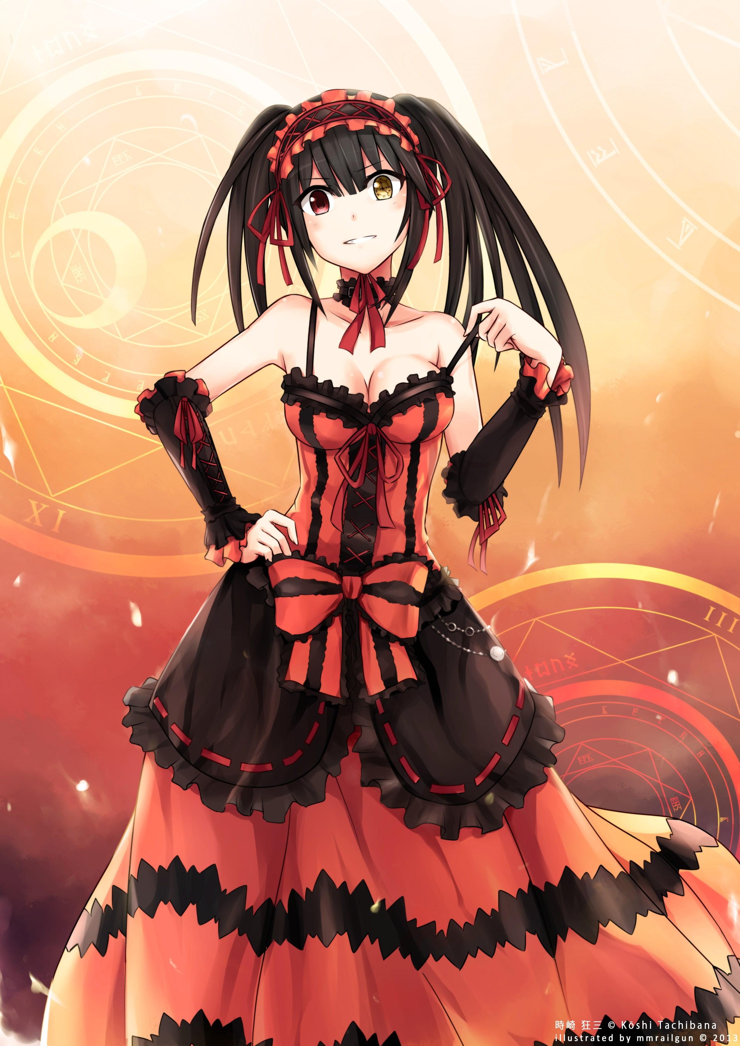 Black haired female anime character illustration, Date A Live
