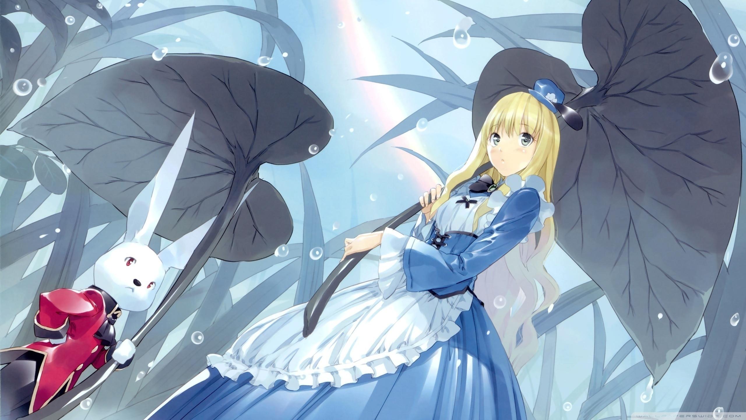 Alice In Wonderland And The White Rabbit Anime Ultra HD Desktop