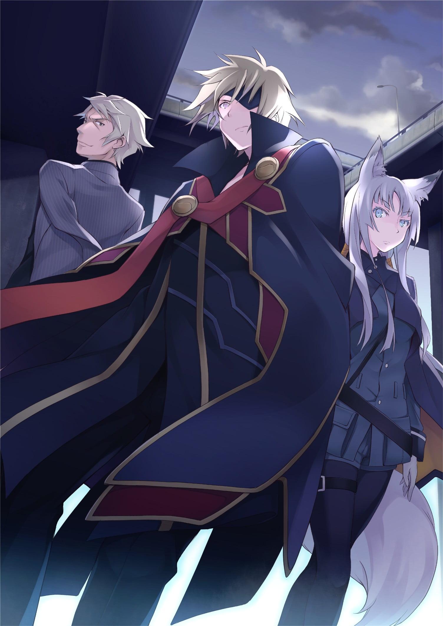Three anime character digital wallpaper