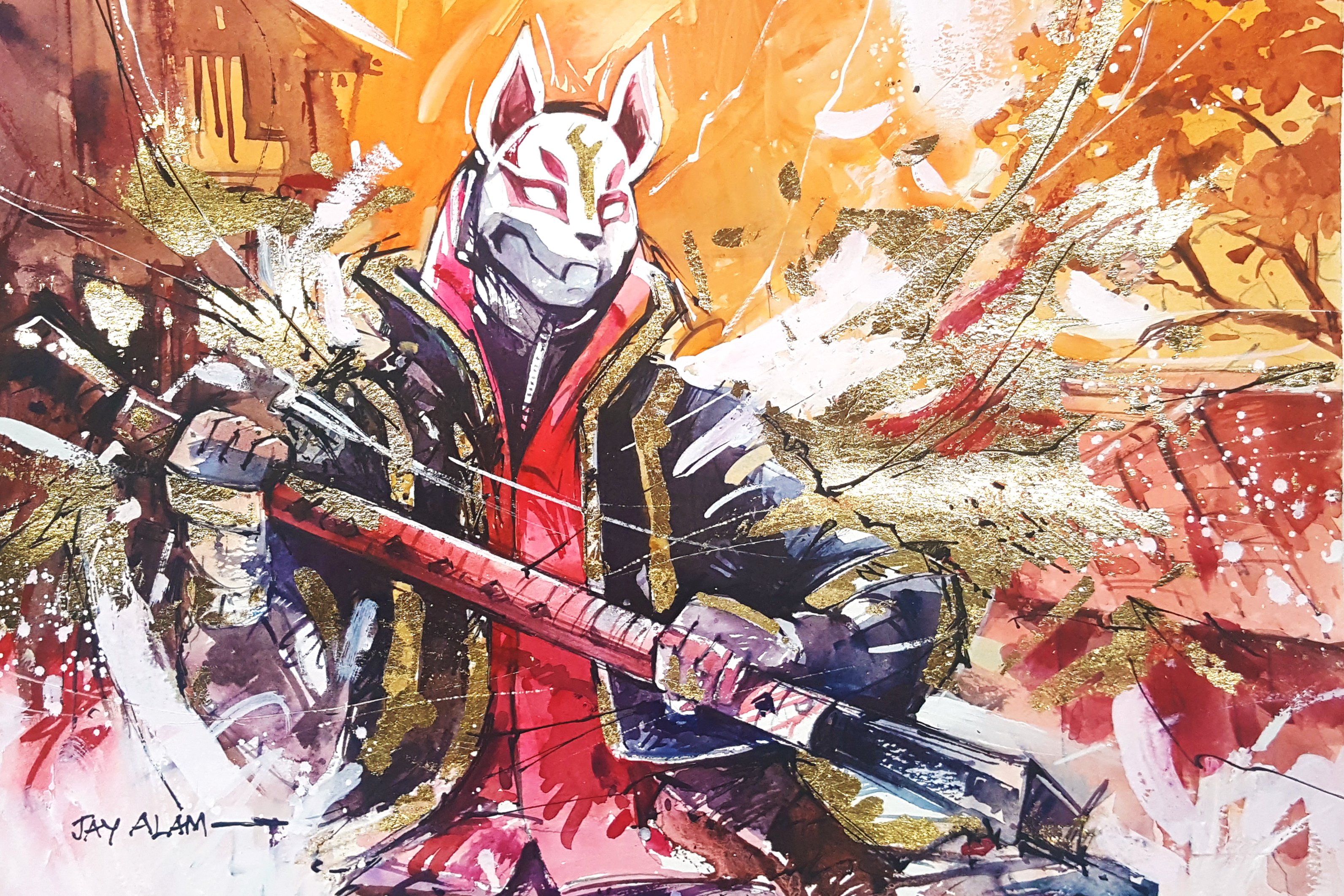 Fortnite Drift Watercolor Painting by Abstractmusiq.