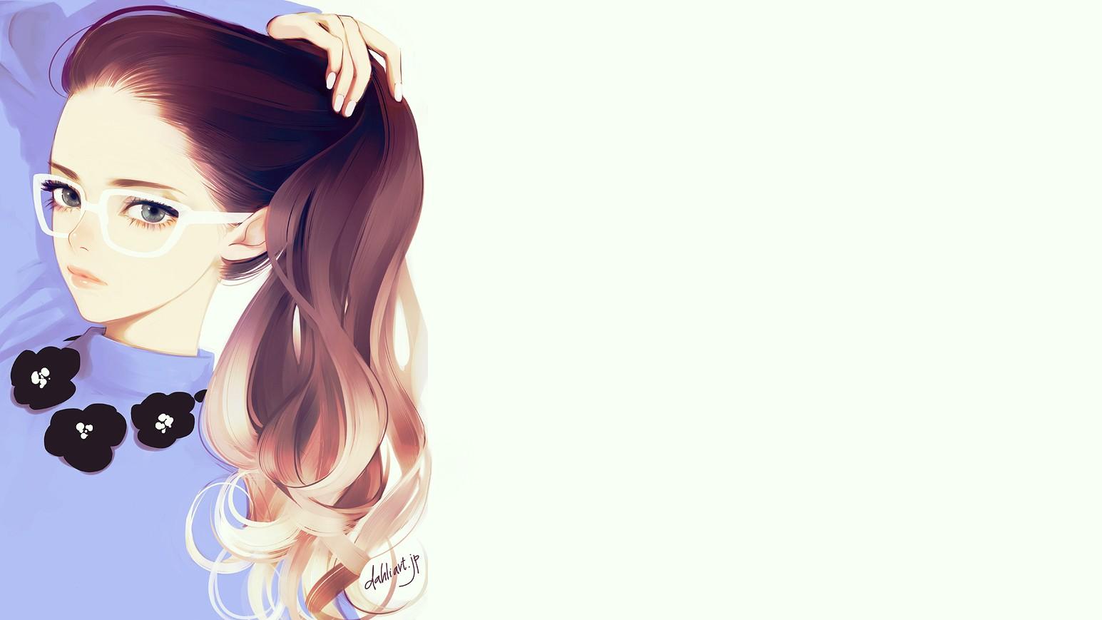 #anime, #anime girls, #long hair, #glasses, #ponytail