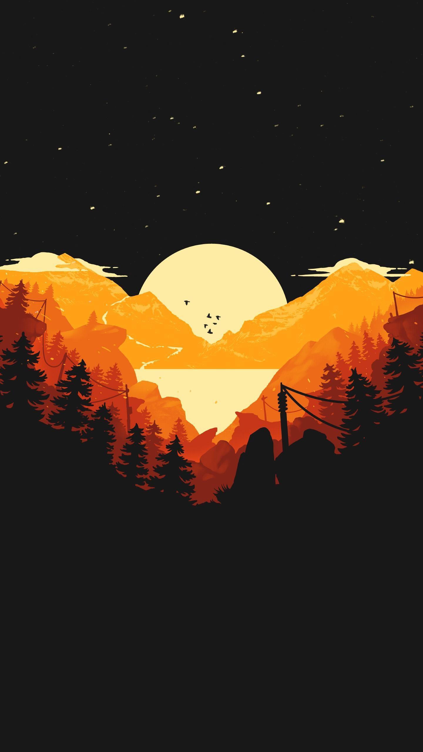 Can someone make the sky and the front trees bright? Sunset like