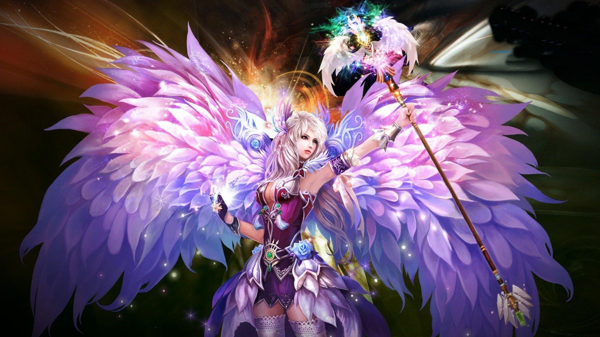 Fantasy Angel And Flower Wallpaper & Background
