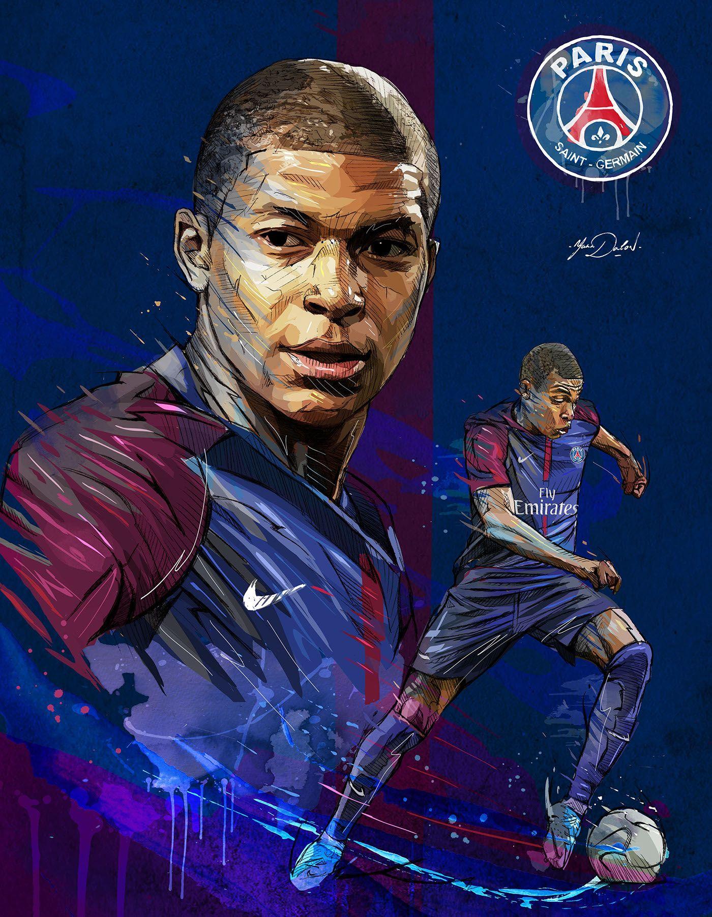 Free download My painting of Kylian Mbapp young soccer player