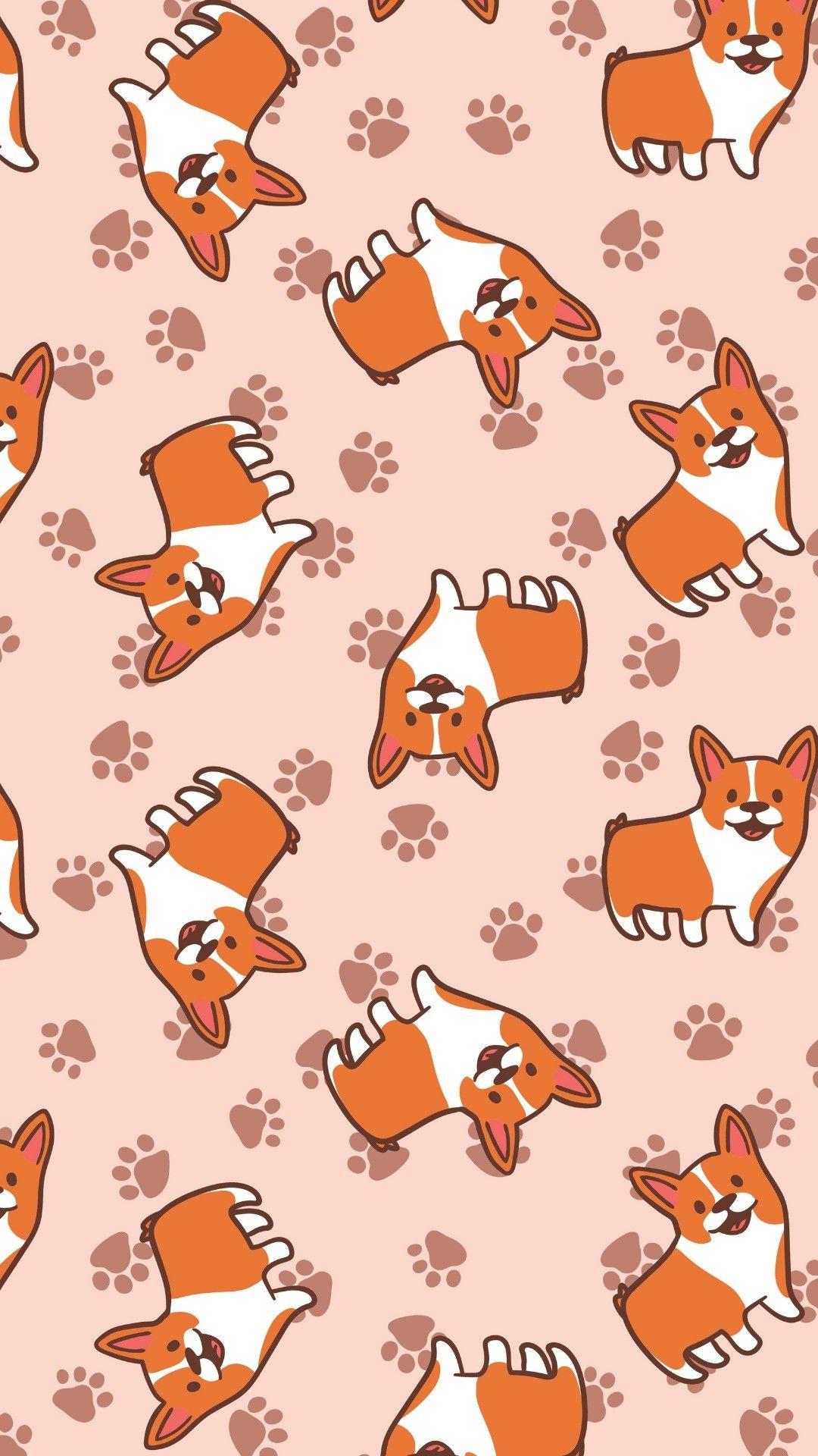 Peachy pup and paw wallpaper. Corgi wallpaper, Kawaii wallpaper