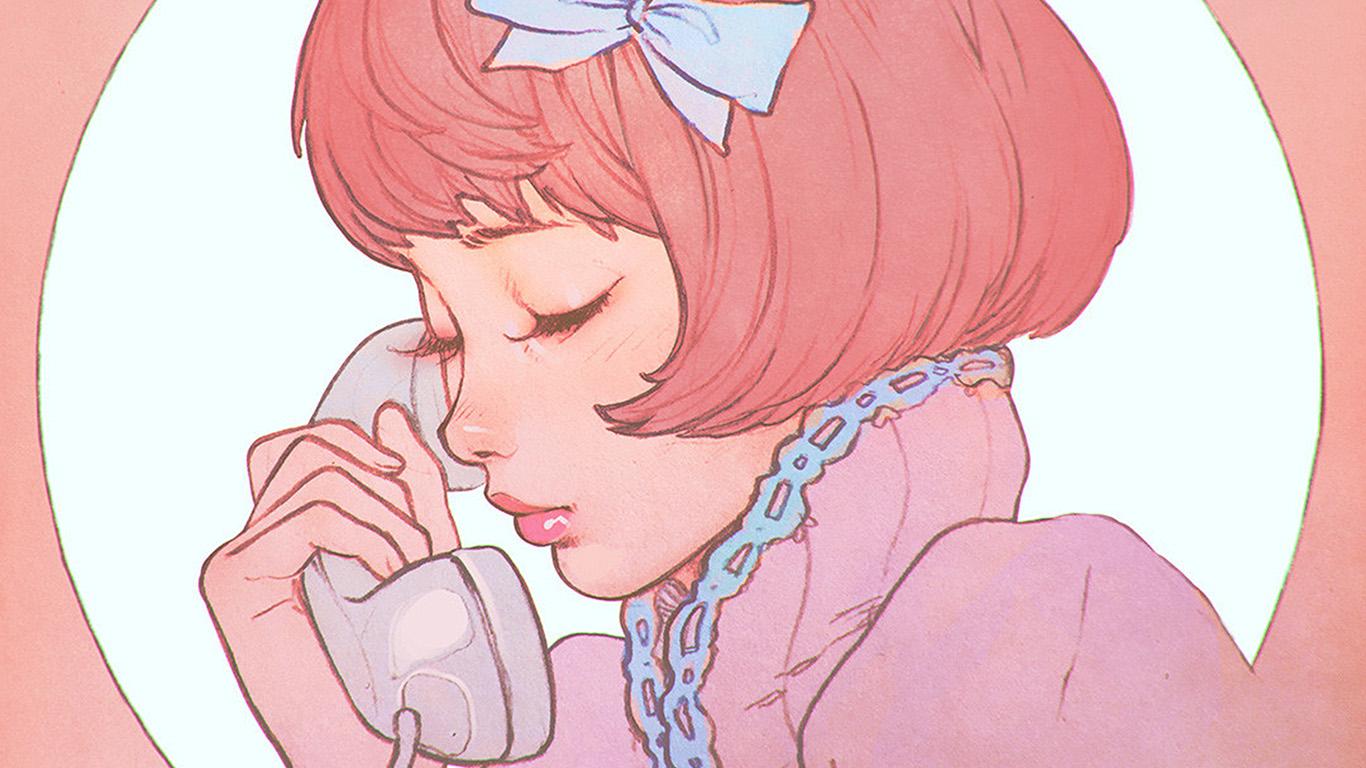wallpaper for desktop, laptop. pink phone girl cute anime