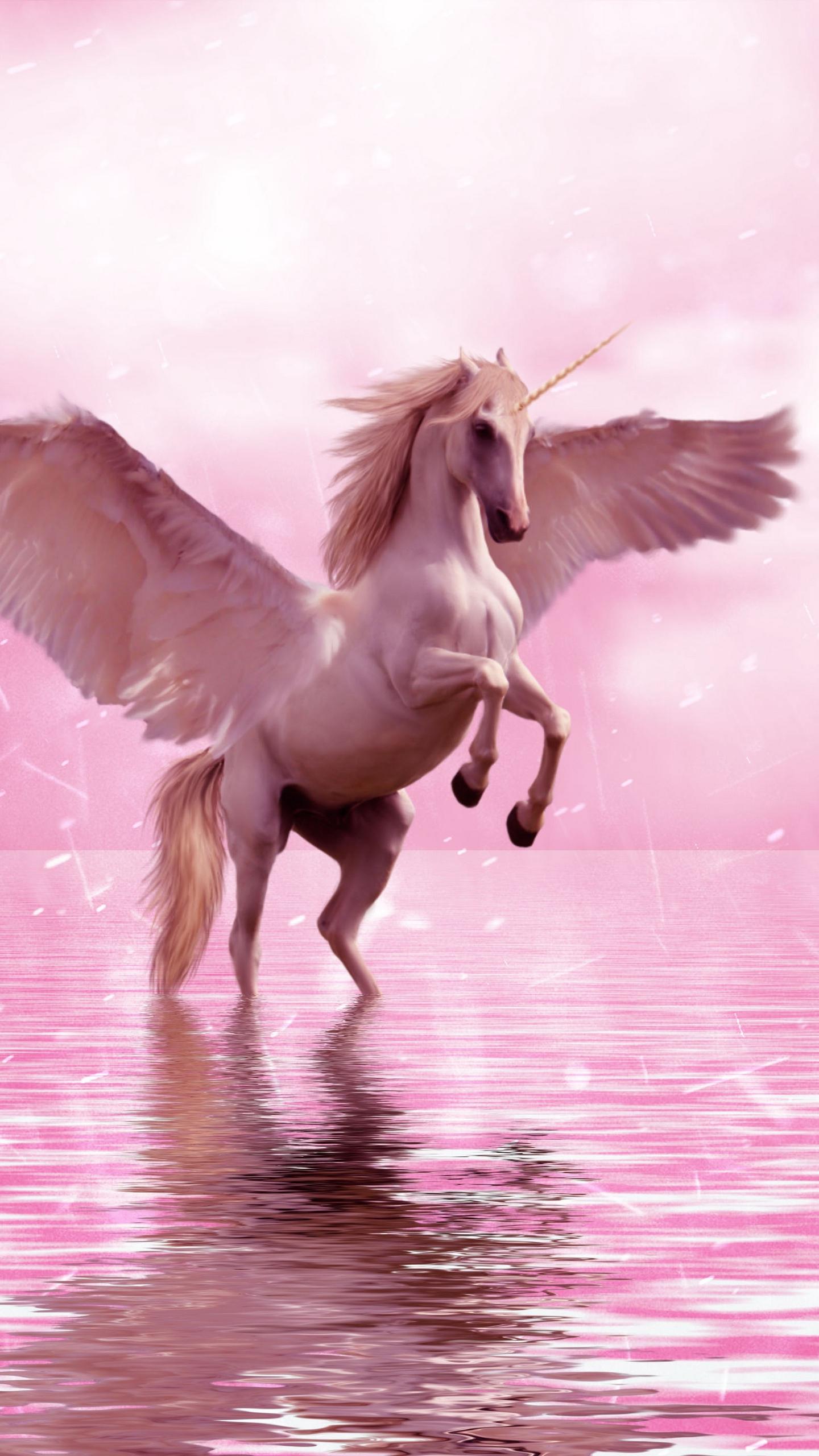 Download wallpaper 1440x2560 unicorn, wings, horse, fantasy qhd