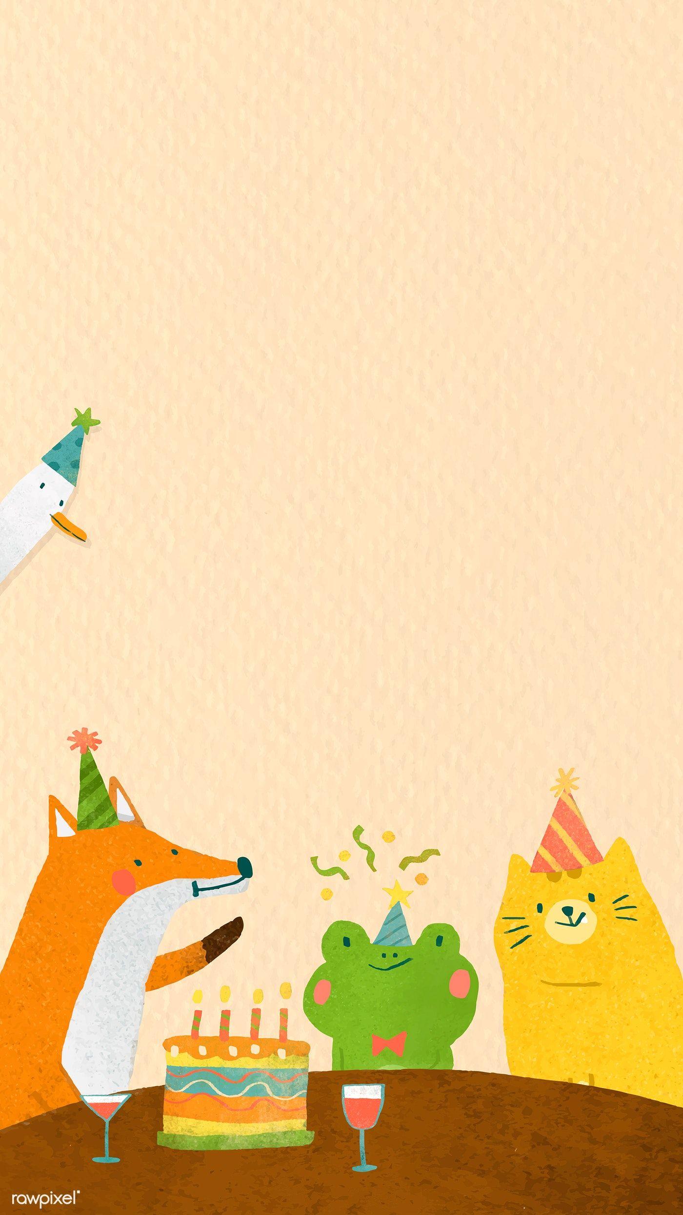 Download premium image of Animal doodle birthday mobile phone