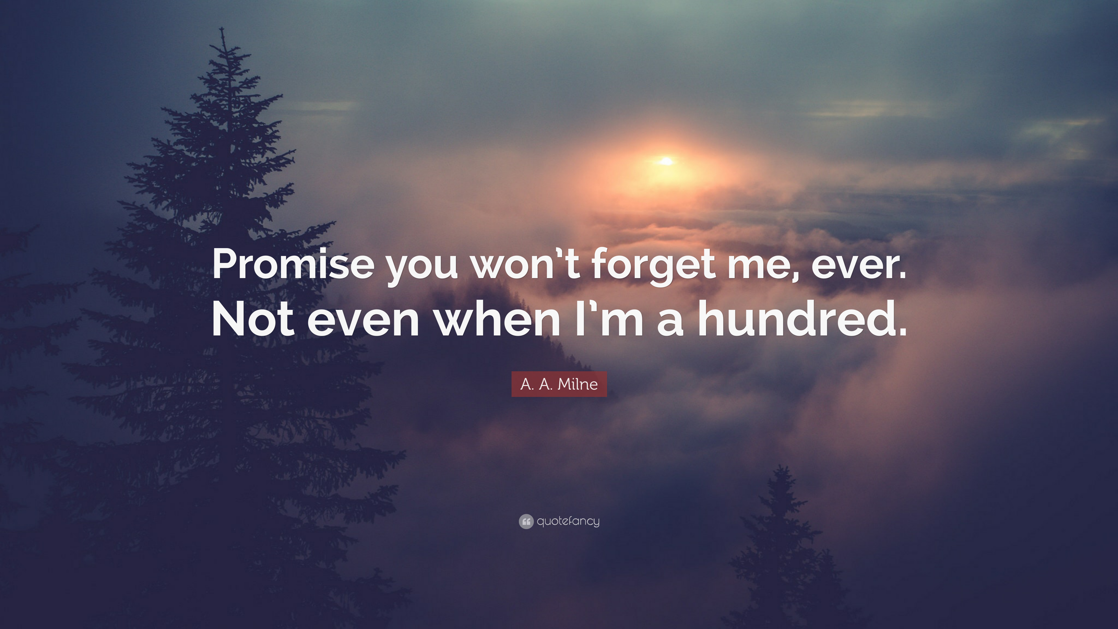 A. A. Milne Quote: “Promise you won't forget me, ever. Not even