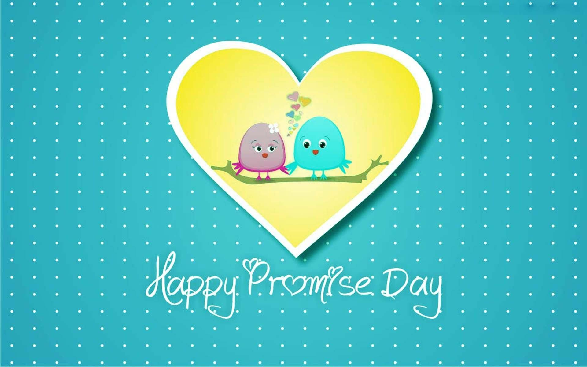Happy Promise Day Love Birds In Heart Wallpaper Happy