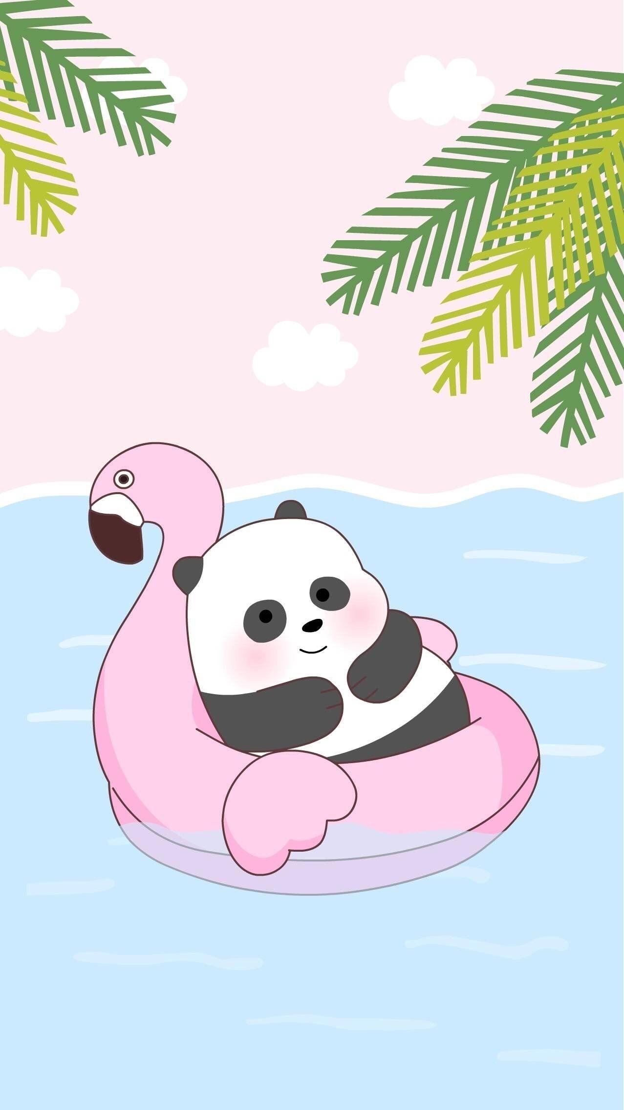 Pink Background Galaxy Panda Wallpaper