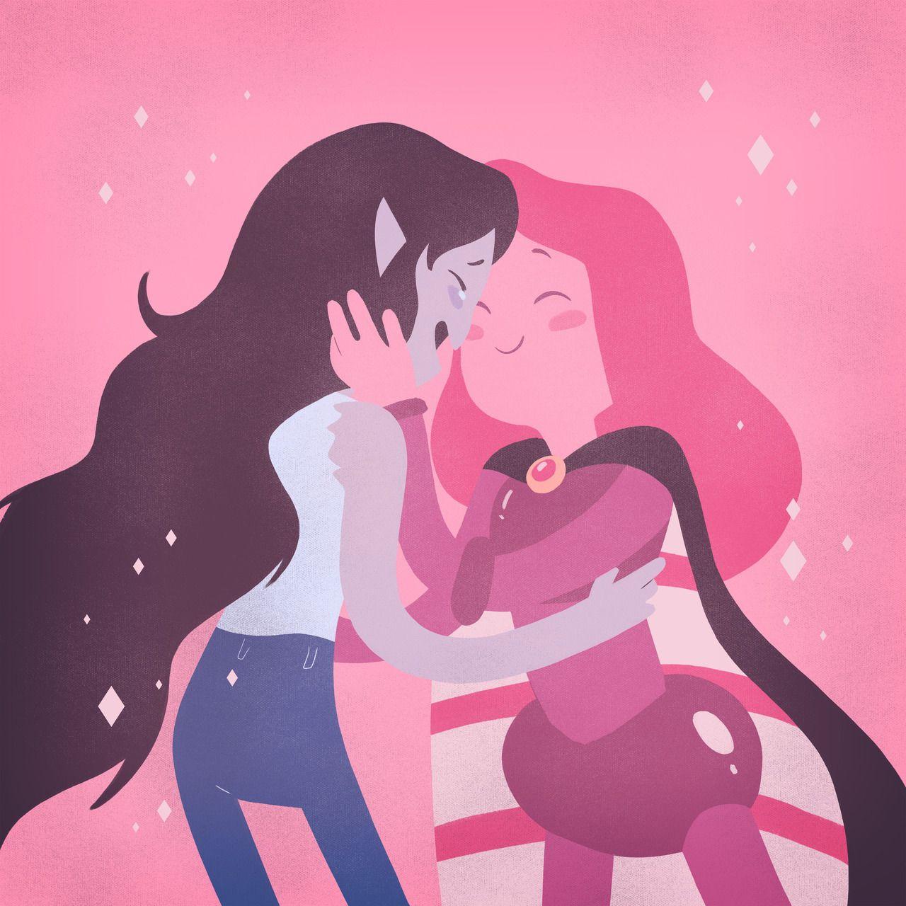 Marceline and Bubblegum kissing scene in Adventure Time final
