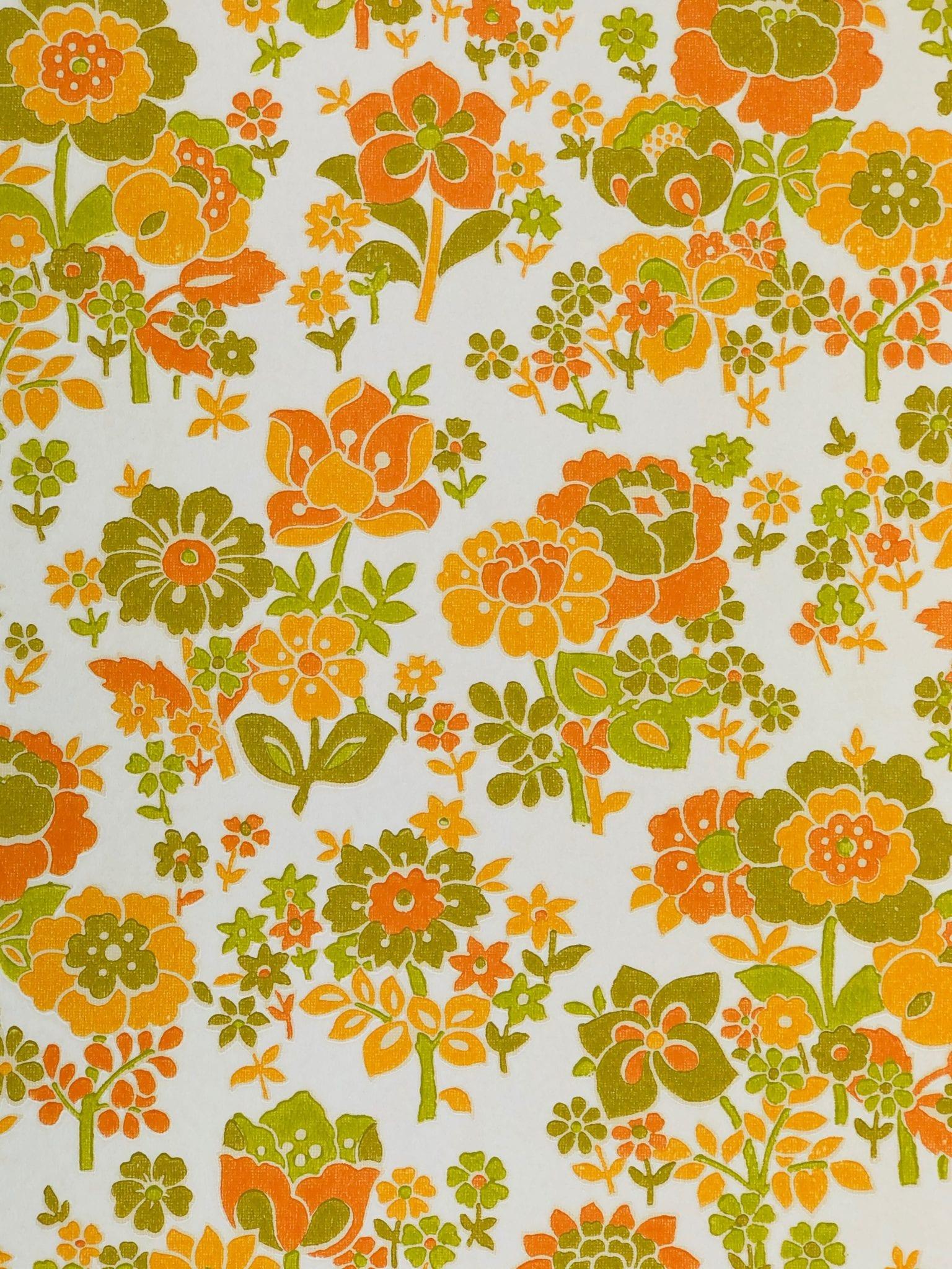 Orange Floral wallpaper