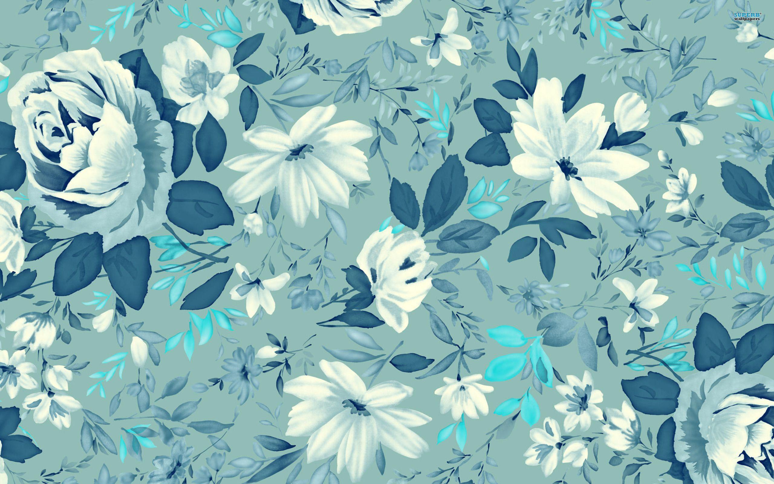 ಌ.blue Flowers Design.ಌ wallpaper free. Floral pattern