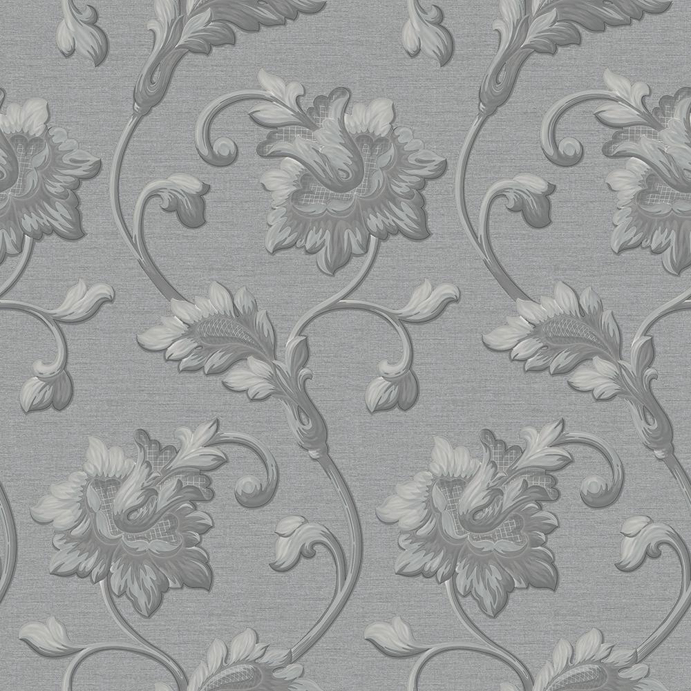 Goodwood Grey And Silver Floral Wallpaper By Ascot Wallpaper JC1002 3