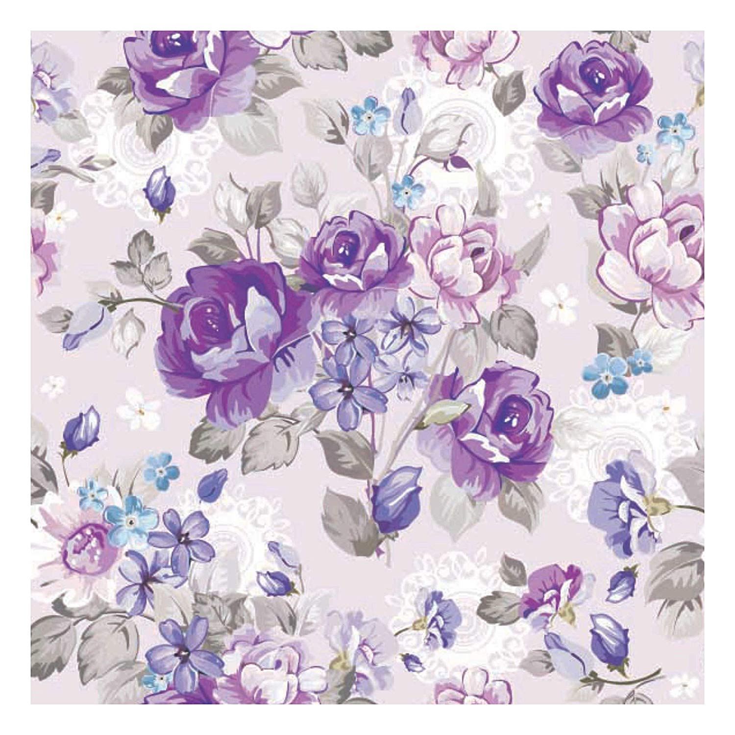 PRINTELLIGENT Purple Floral Wallpaper Self Adhesive with Elegant