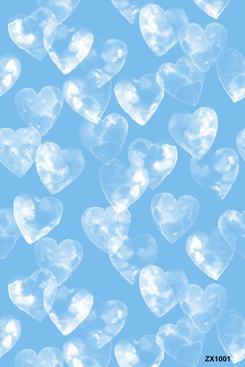 LIFE MAGIC BOX Wrinkle Free Washable Blue Heart Background Valentines Day Backdrops Photo Backdrops. Blue Aesthetic Pastel, Heart Wallpaper, Baby Blue Wallpaper