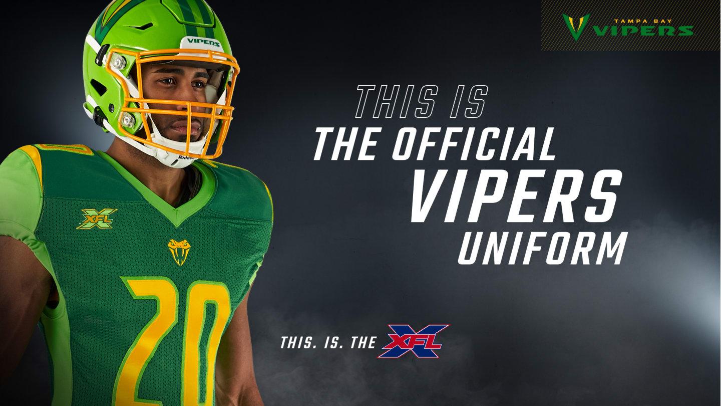 Tampa Bay Vipers' uniforms, helmet