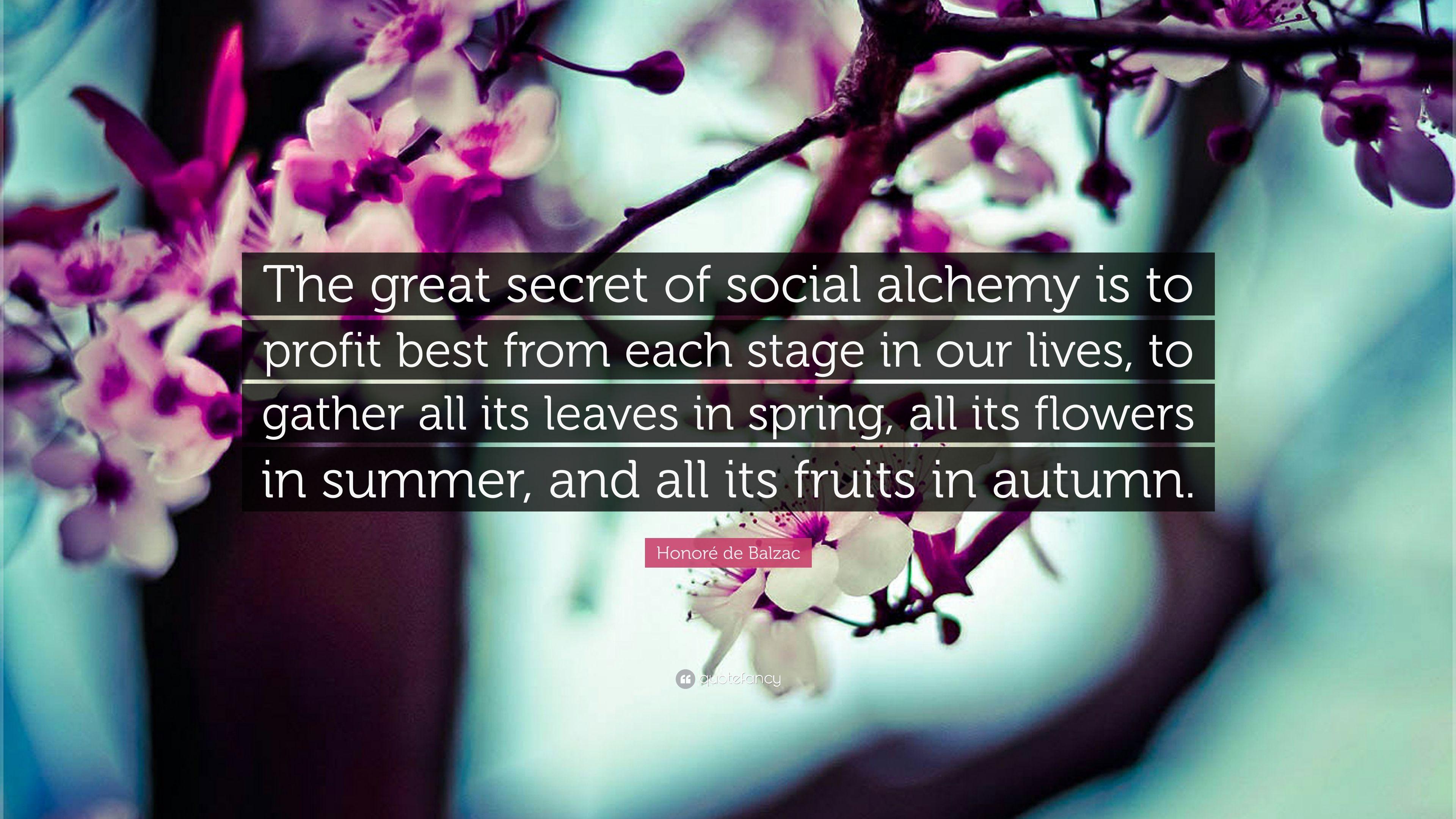 Honoré de Balzac Quote: “The great secret of social alchemy is to