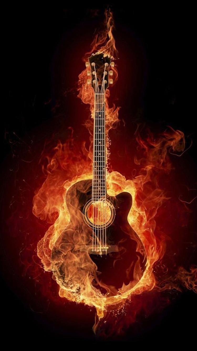 Cool Fire Guitar iPhone 6 Wallpaper Guitar