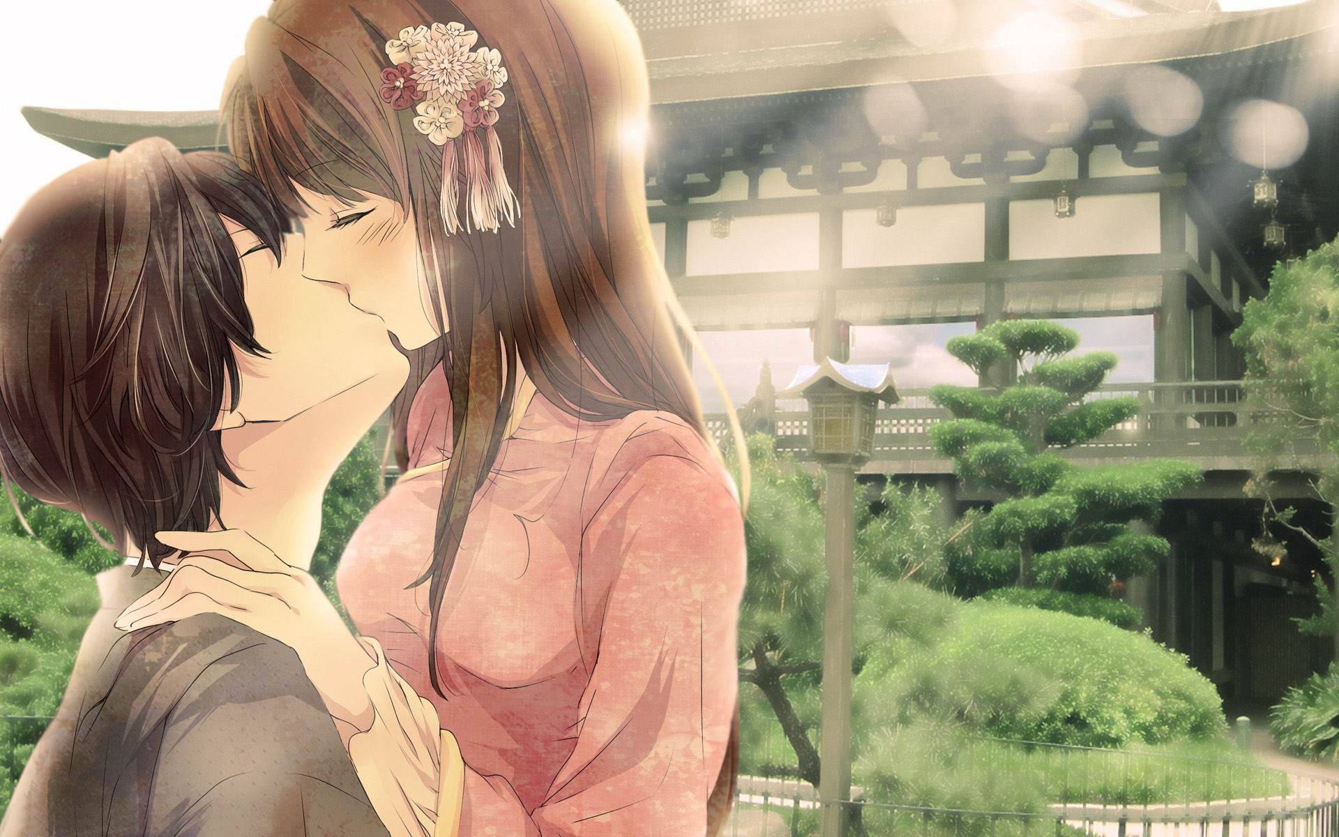 Anime kiss girl love valentines Day boy couple wallpaper, 2560x1600, 561603
