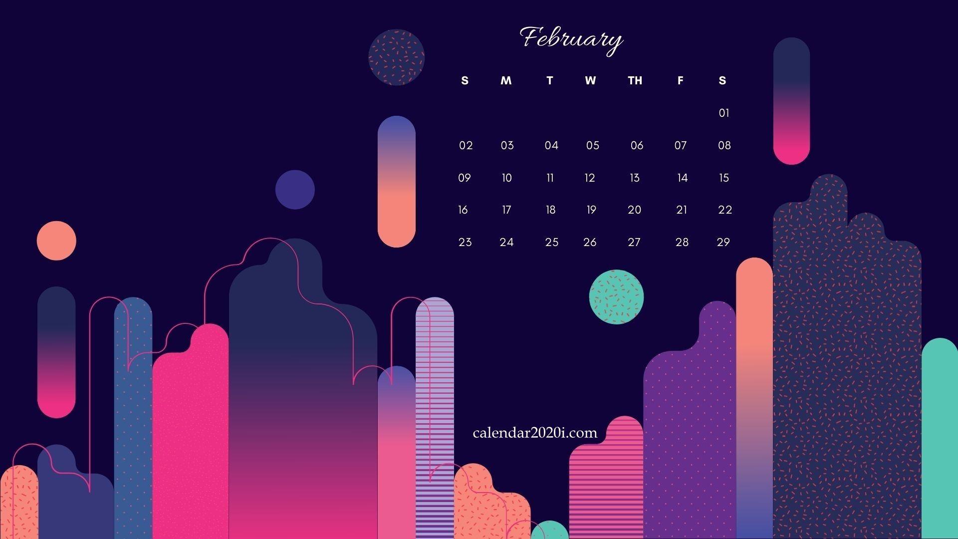 February 2020 Desktop Calendar. Calendar wallpaper