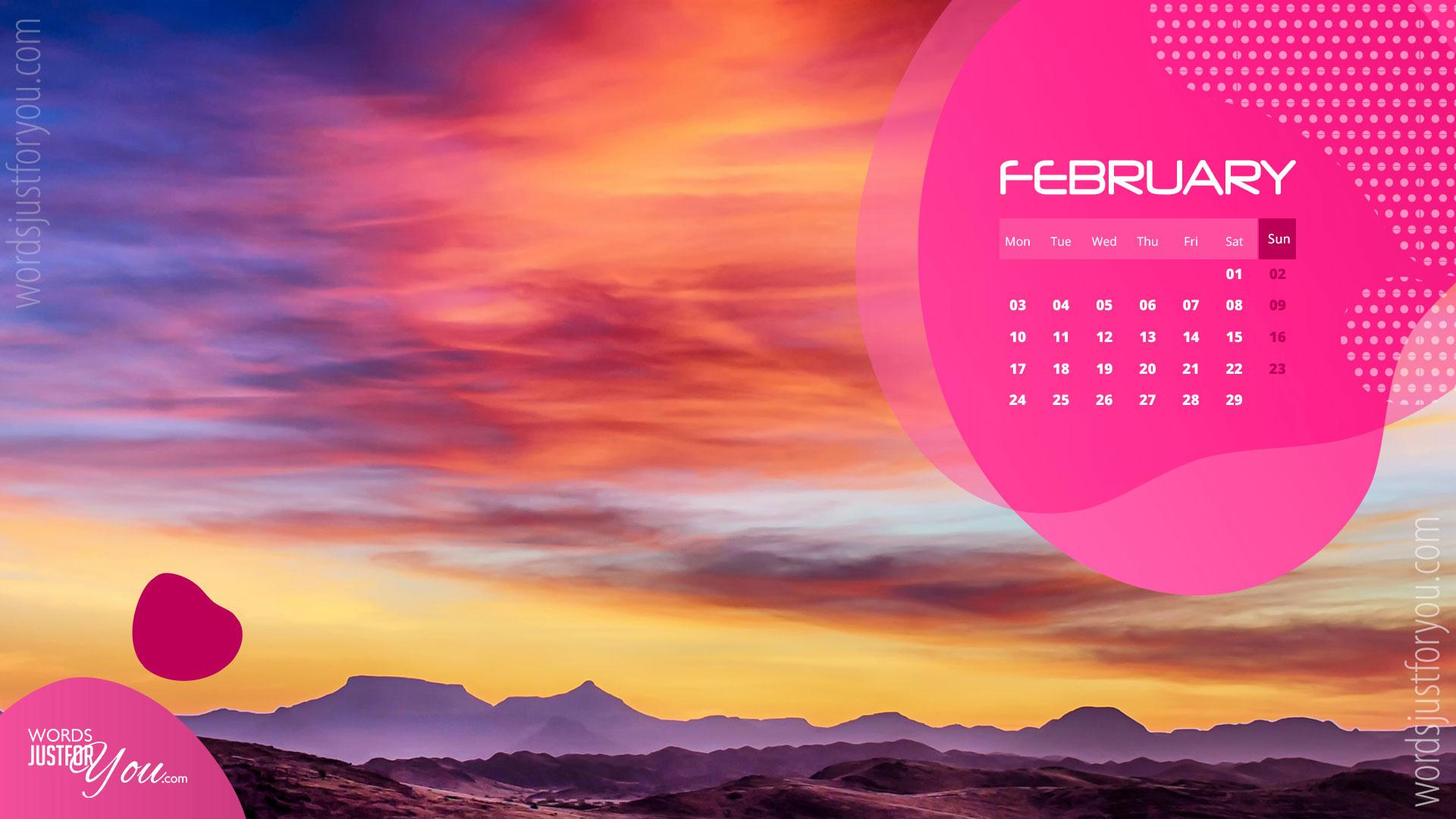 February 2021 Calendar Desktop Wallpaper 2022