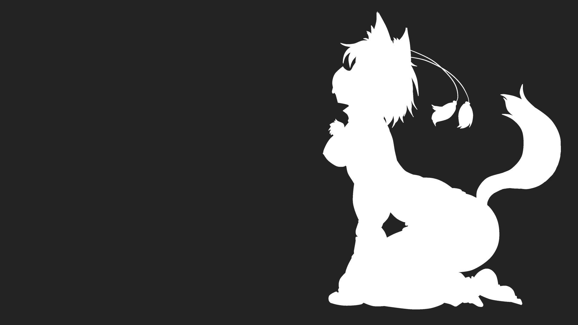 touhou silhouette nekomimi monochrome anime inubashiri momiji