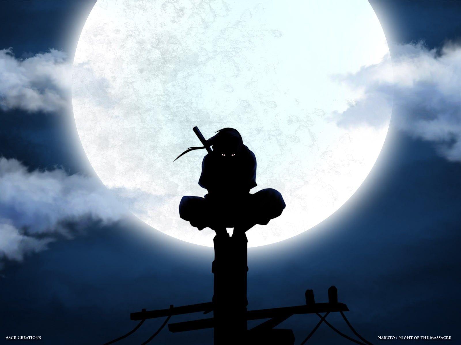 ninja silhouette wallpaper Naruto Shippuuden Uchiha Itachi #ANBU #silhouette #Moon power lines #ani. Ninja wallpaper, Wallpaper naruto shippuden, Naruto wallpaper