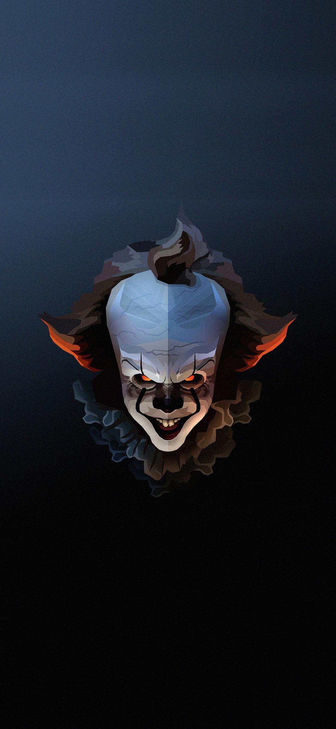 Download 1125x2436 wallpaper pennywise, the clown, halloween