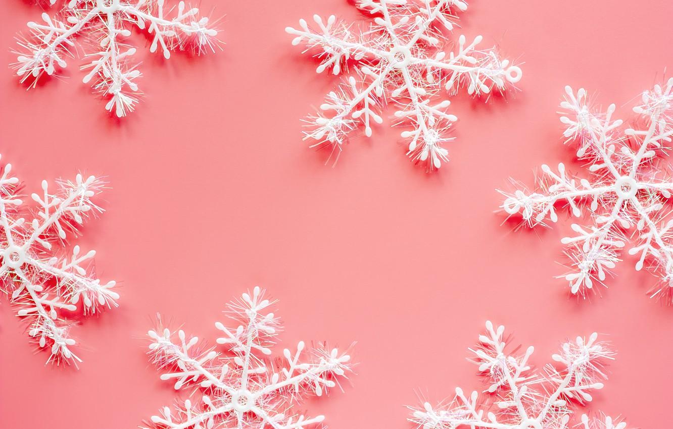 Wallpaper winter, snowflakes, background, pink, Christmas, pink, winter, background, snowflakes image for desktop, section цветы