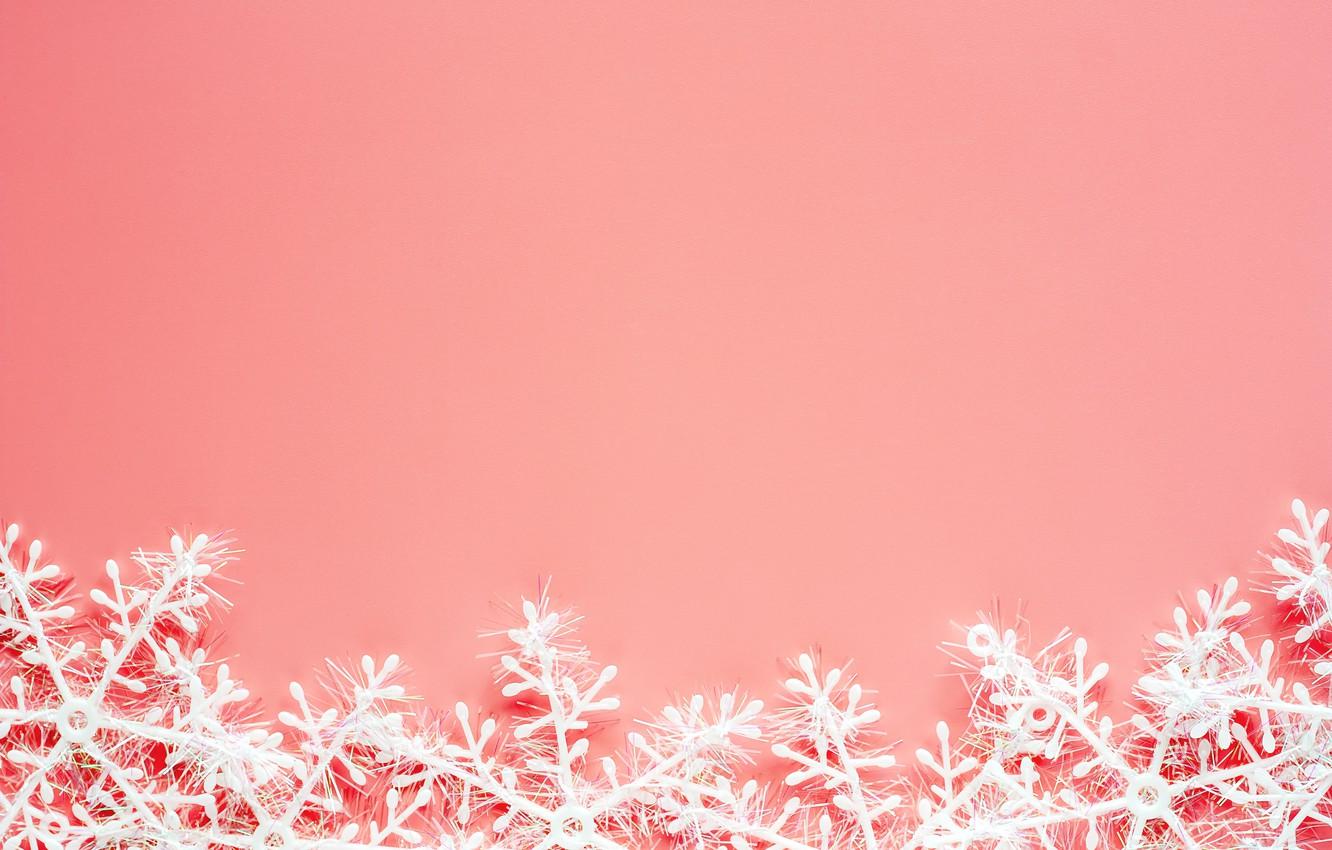 Wallpaper winter, snowflakes, background, pink, Christmas, pink