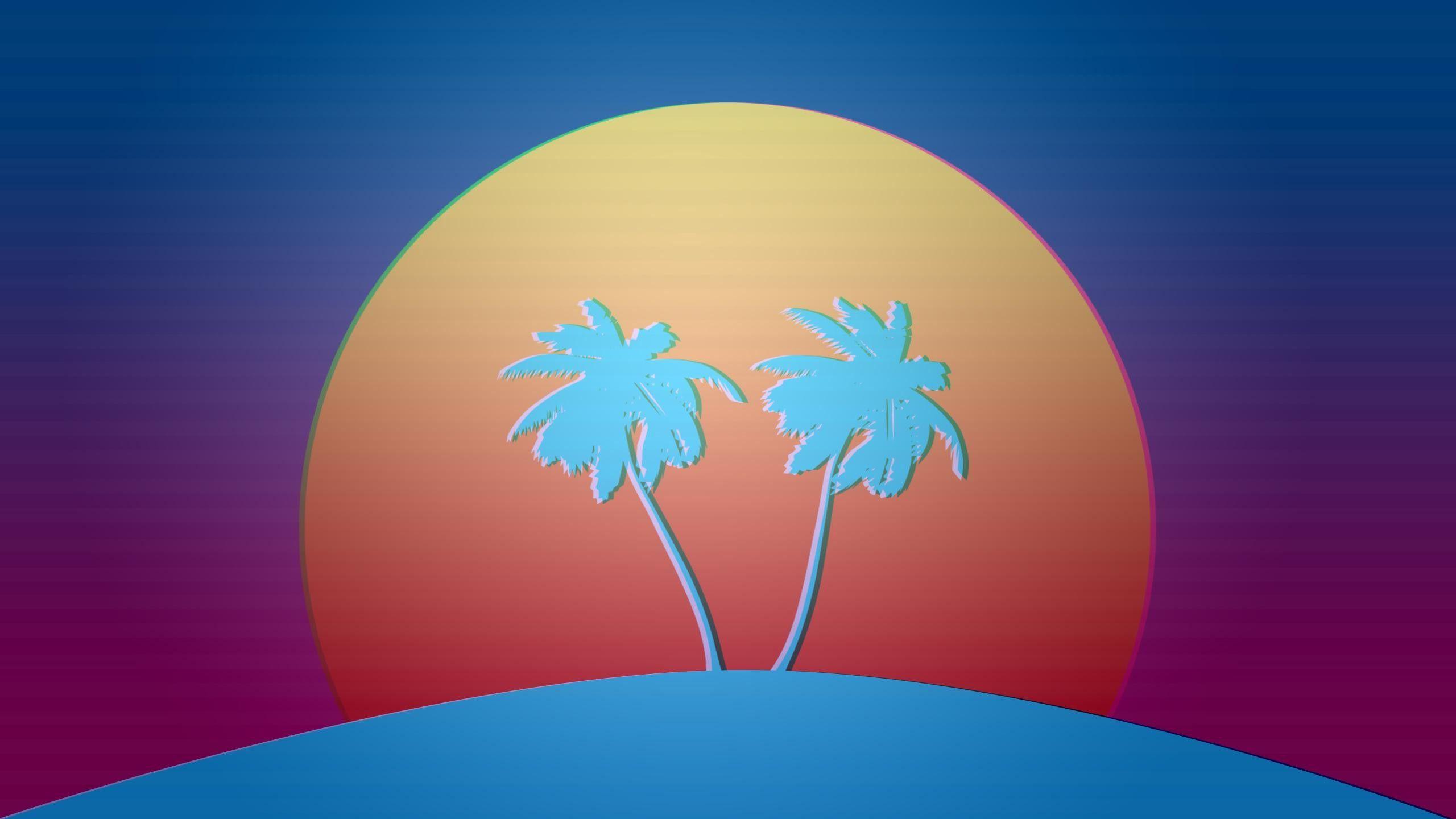 Vaporwave palm trees sunset. Vaporwave, Pixel Art, 80s